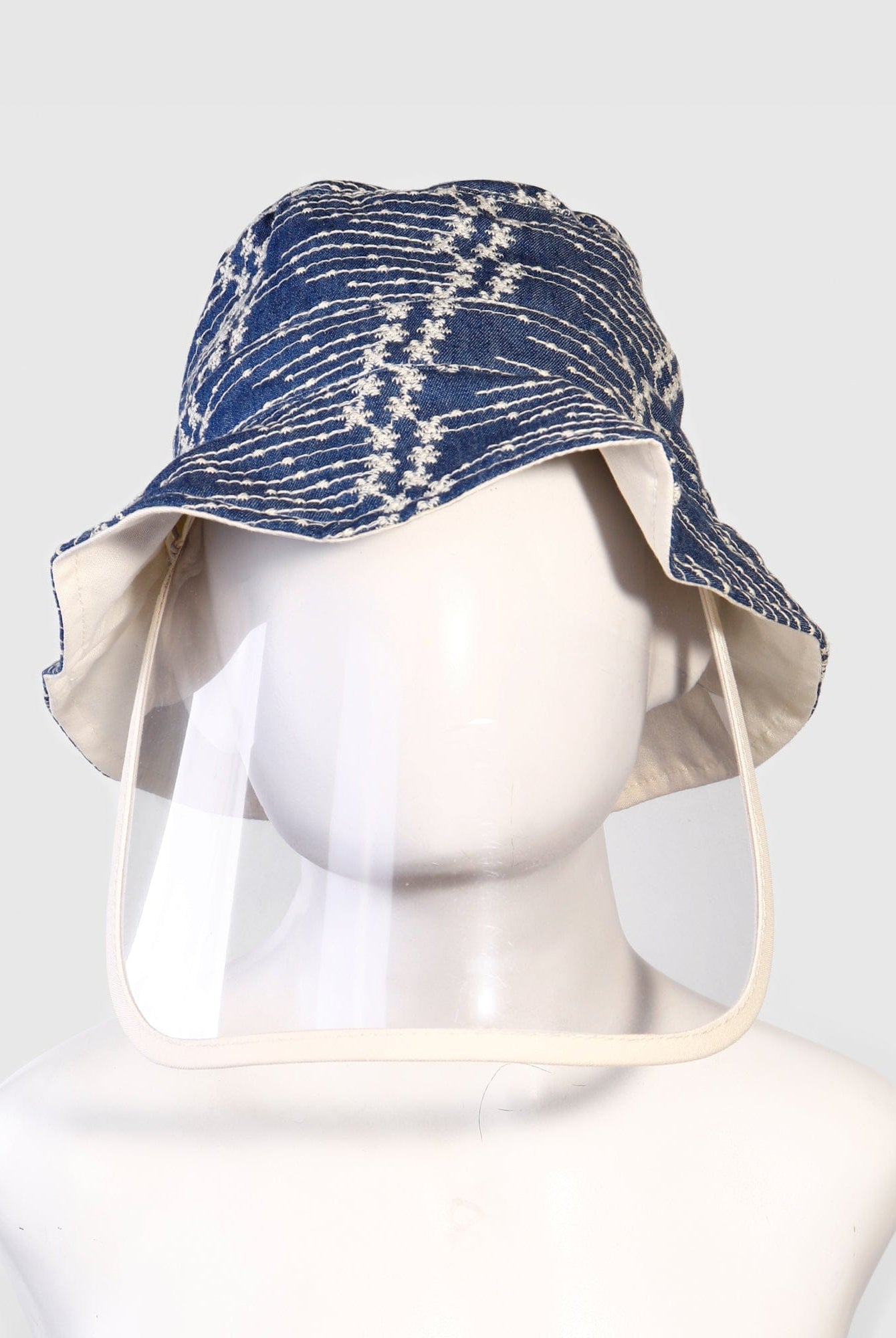 جينجرسنابس قبعة بناتي منقوشة مطرزة أوف وايت / أزرق غامق