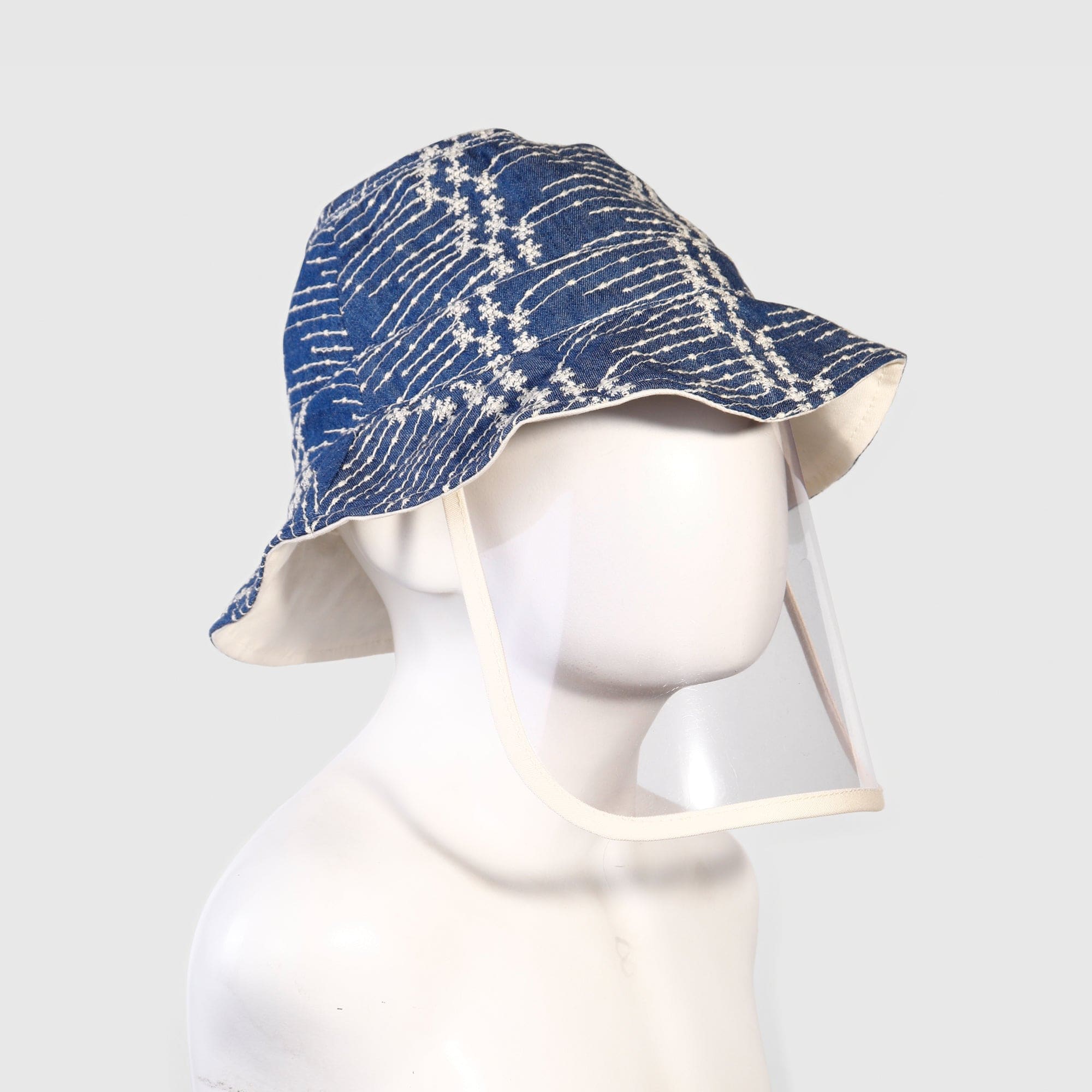 جينجرسنابس قبعة بناتي منقوشة مطرزة أوف وايت / أزرق غامق