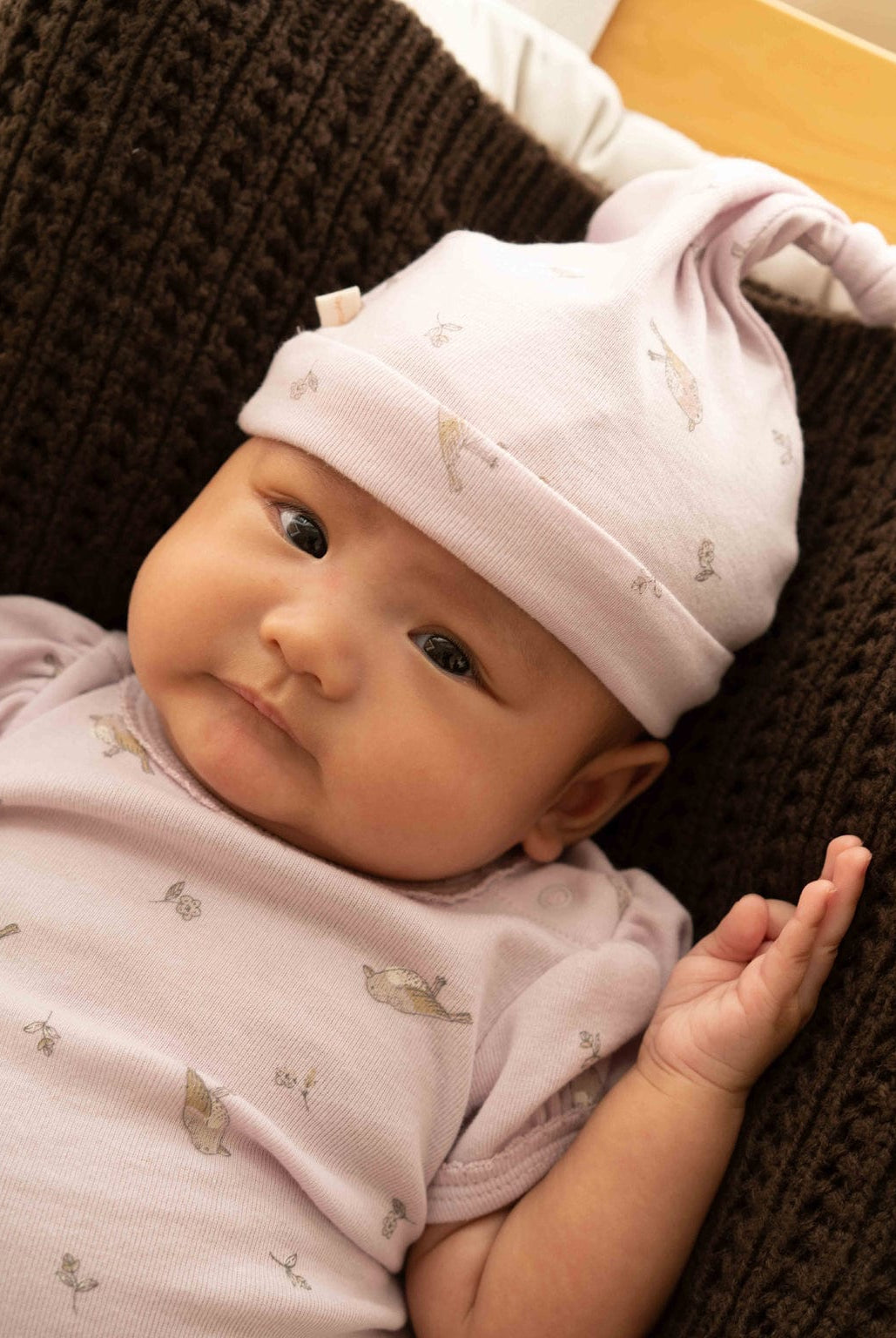 جينجرسنابس سالوبيت أطفال مواليد منقوش كم طويل وقبعة أرجواني