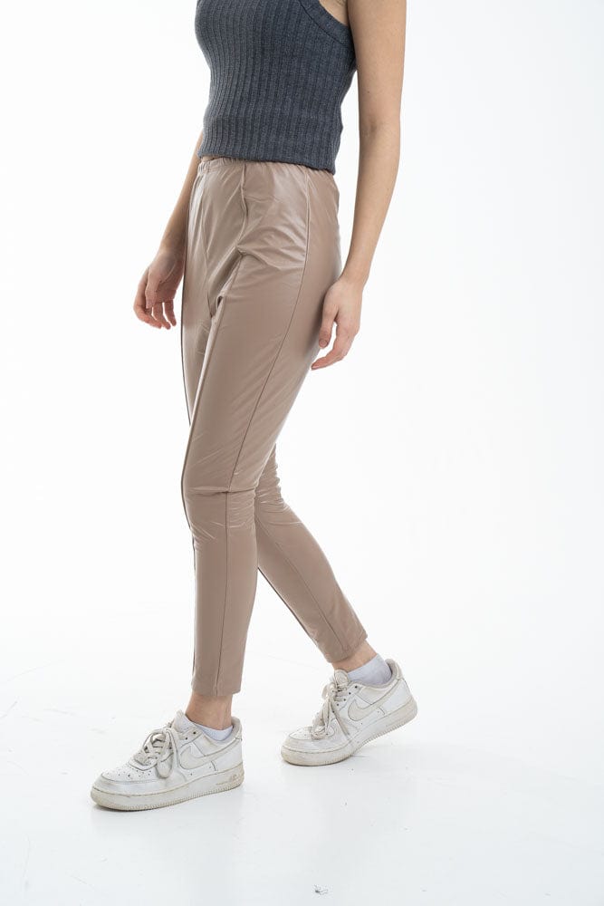 نتشي بنطال جلد نسائي بحجر طويل