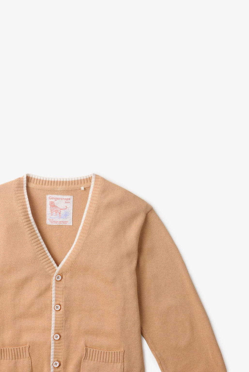 جينجرسنابس كارديجان بأزرار أمامية وجيوب أمامية كم طويل ولادي بني