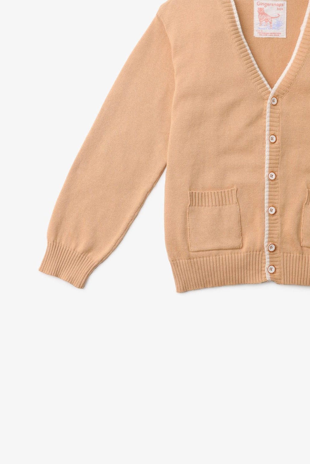 جينجرسنابس كارديجان بأزرار أمامية وجيوب أمامية كم طويل ولادي بني