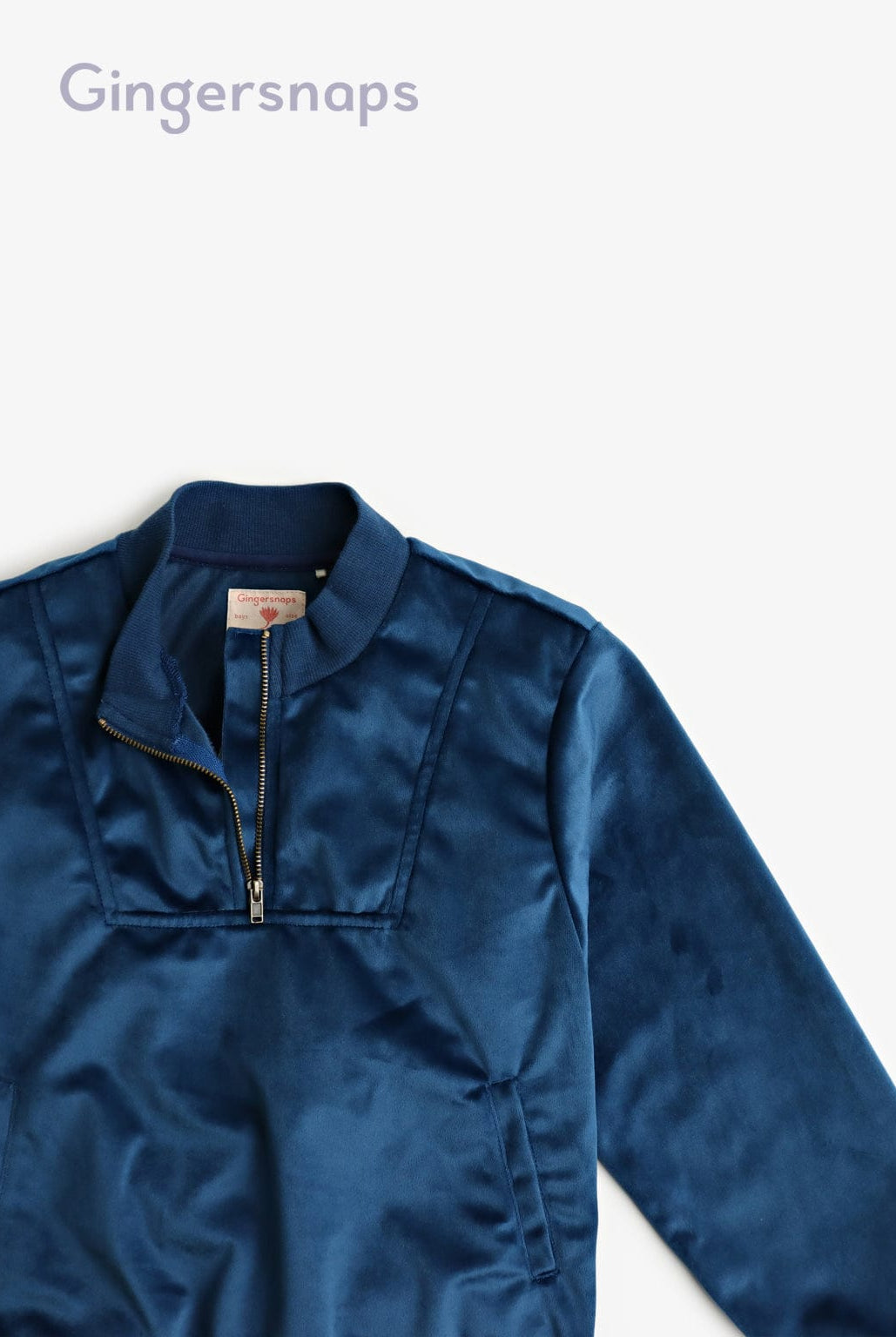 جينجرسنابس سويت شيرت أولادي كم طويل وسحاب أزرق