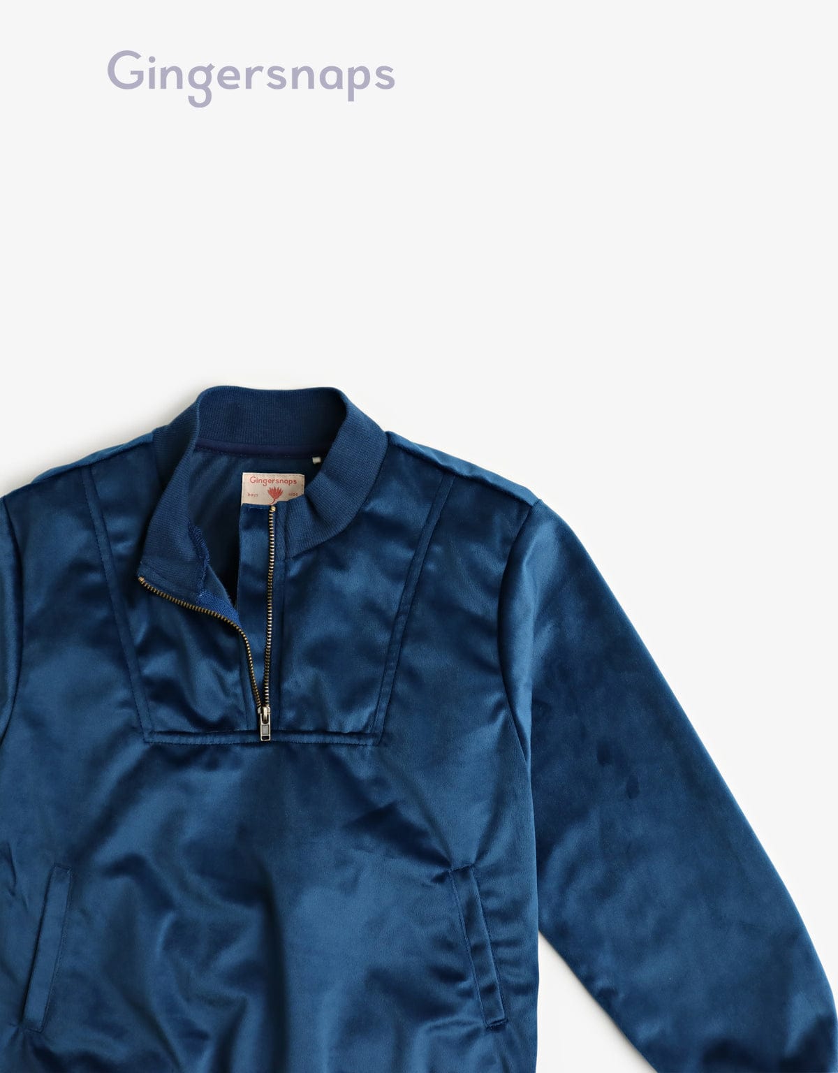 جينجرسنابس سويت شيرت أولادي كم طويل وسحاب أزرق