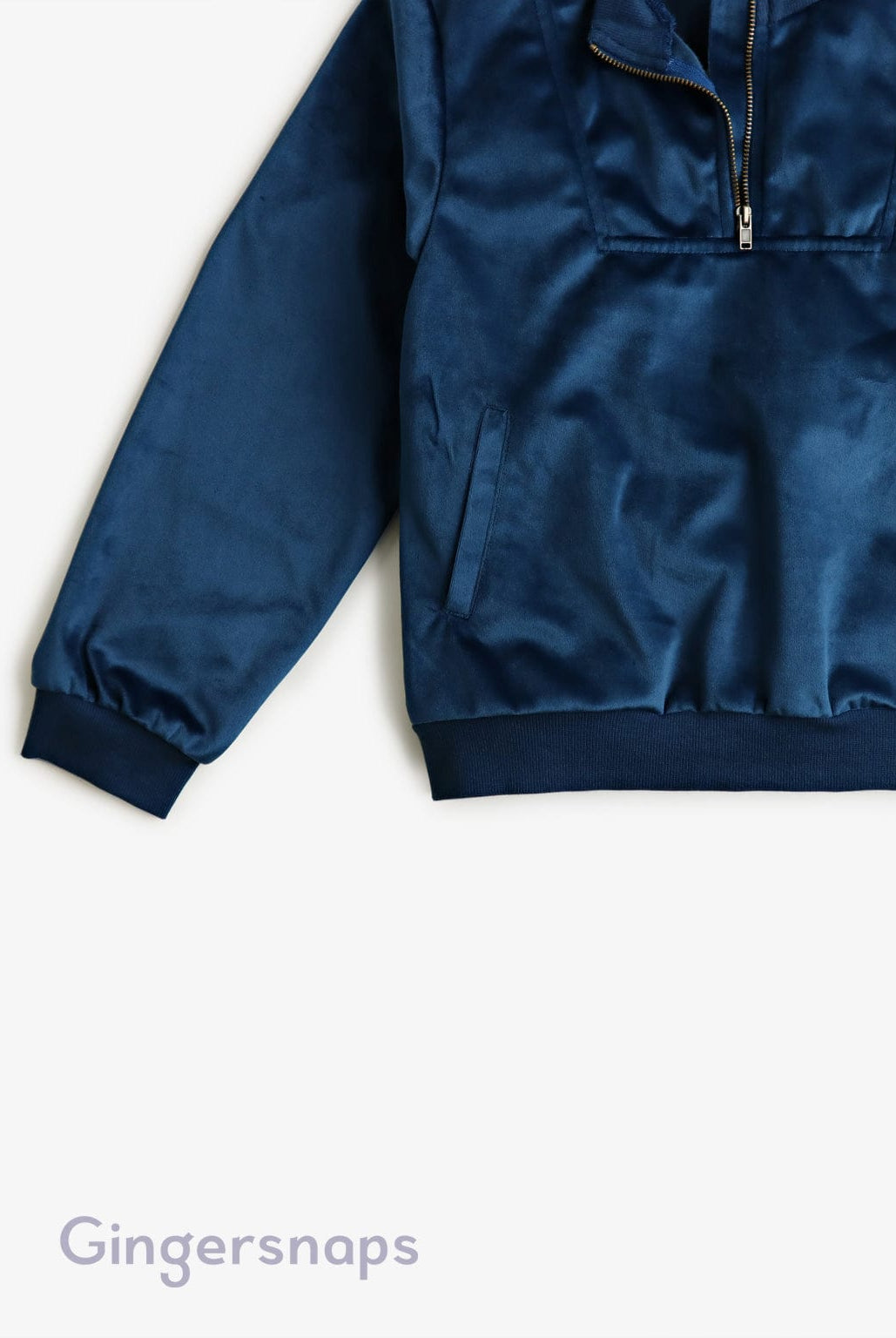 جينجرسنابس سويت شيرت أولادي كم طويل وسحاب أزرق