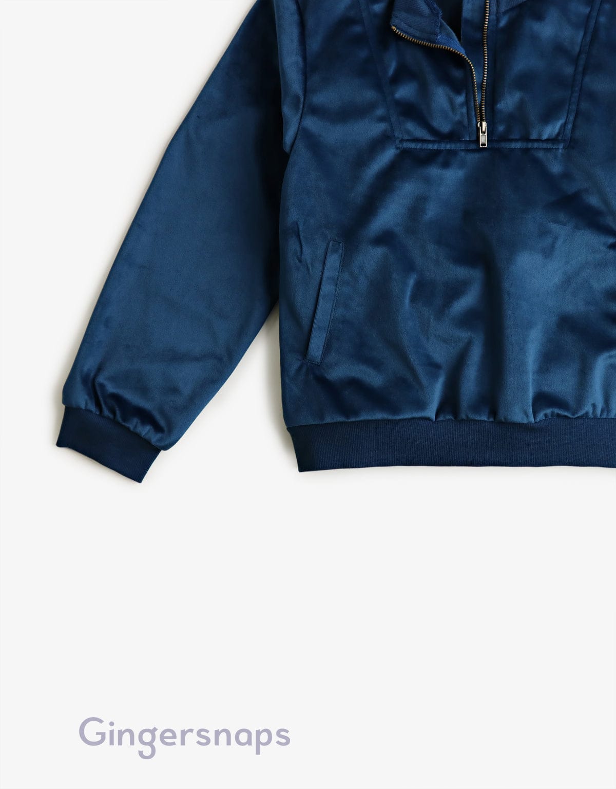 جينجرسنابس سويت شيرت أولادي كم طويل وسحاب أزرق