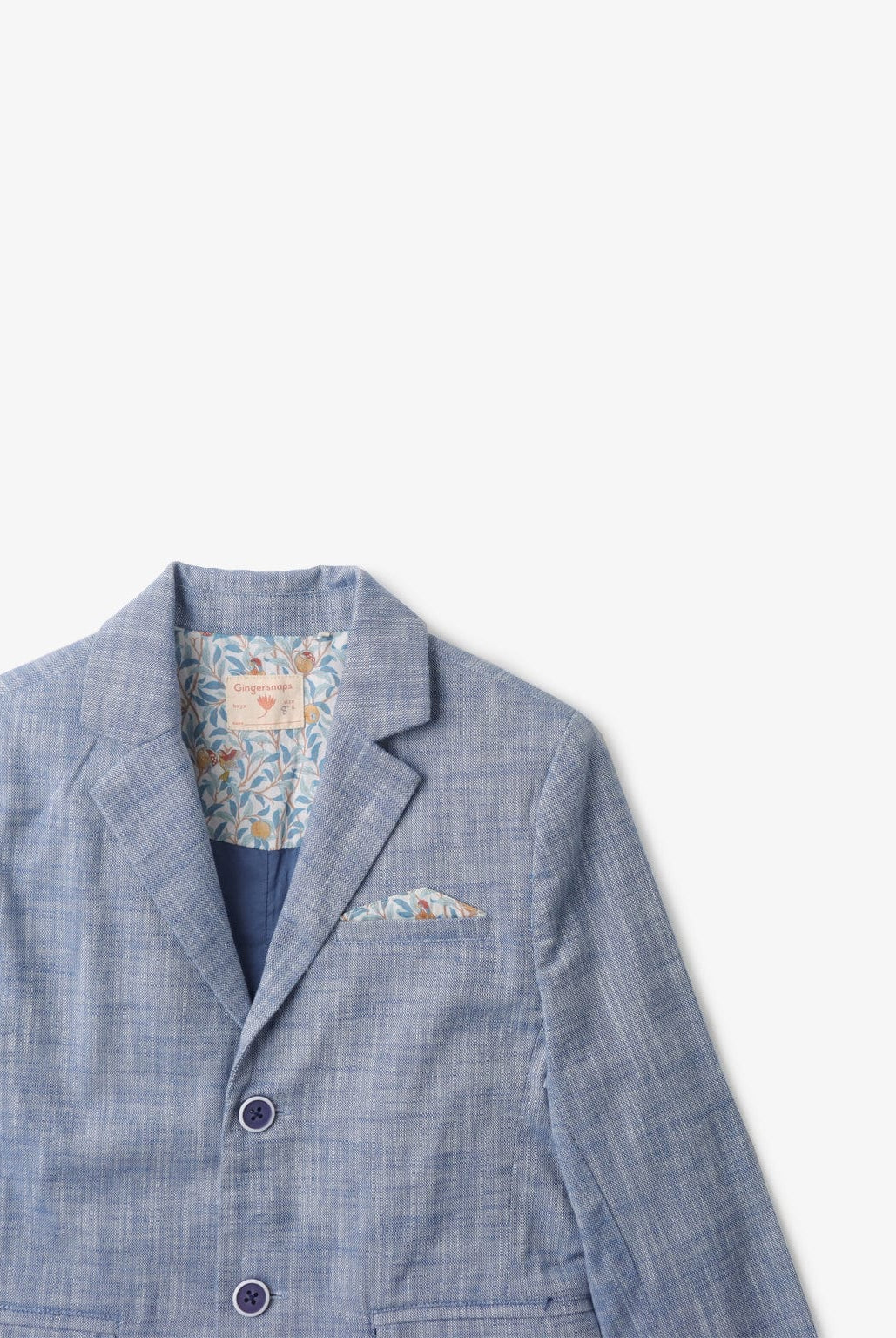 جينجرسنابس جاكيت أولادي بأزرار أمامية كم طويل أزرق