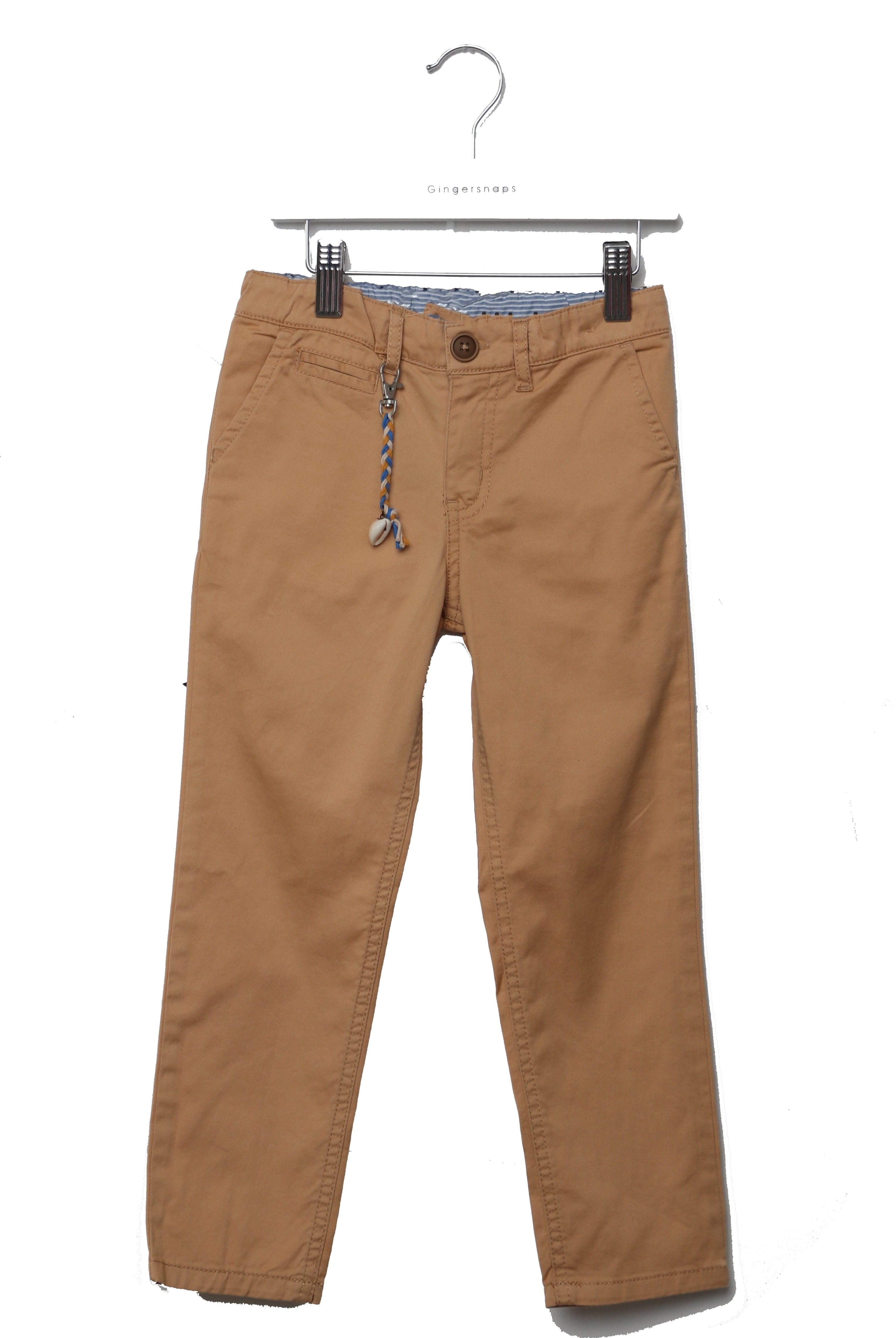 جينجرسنابس بنطلون ولادي سادة بسحاب وزرار أمامي برتقالي غامق