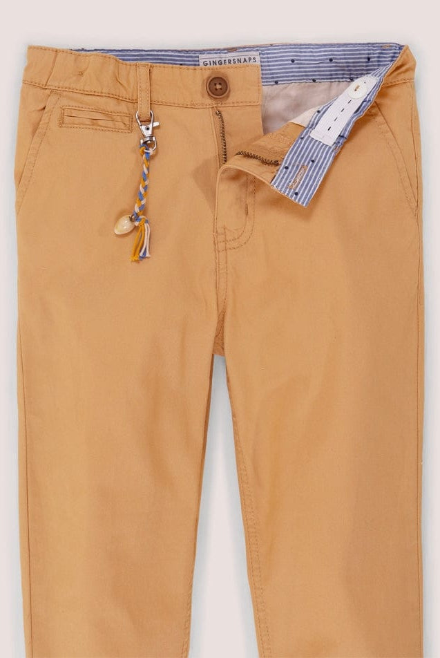 جينجرسنابس بنطلون ولادي سادة بسحاب وزرار أمامي برتقالي غامق