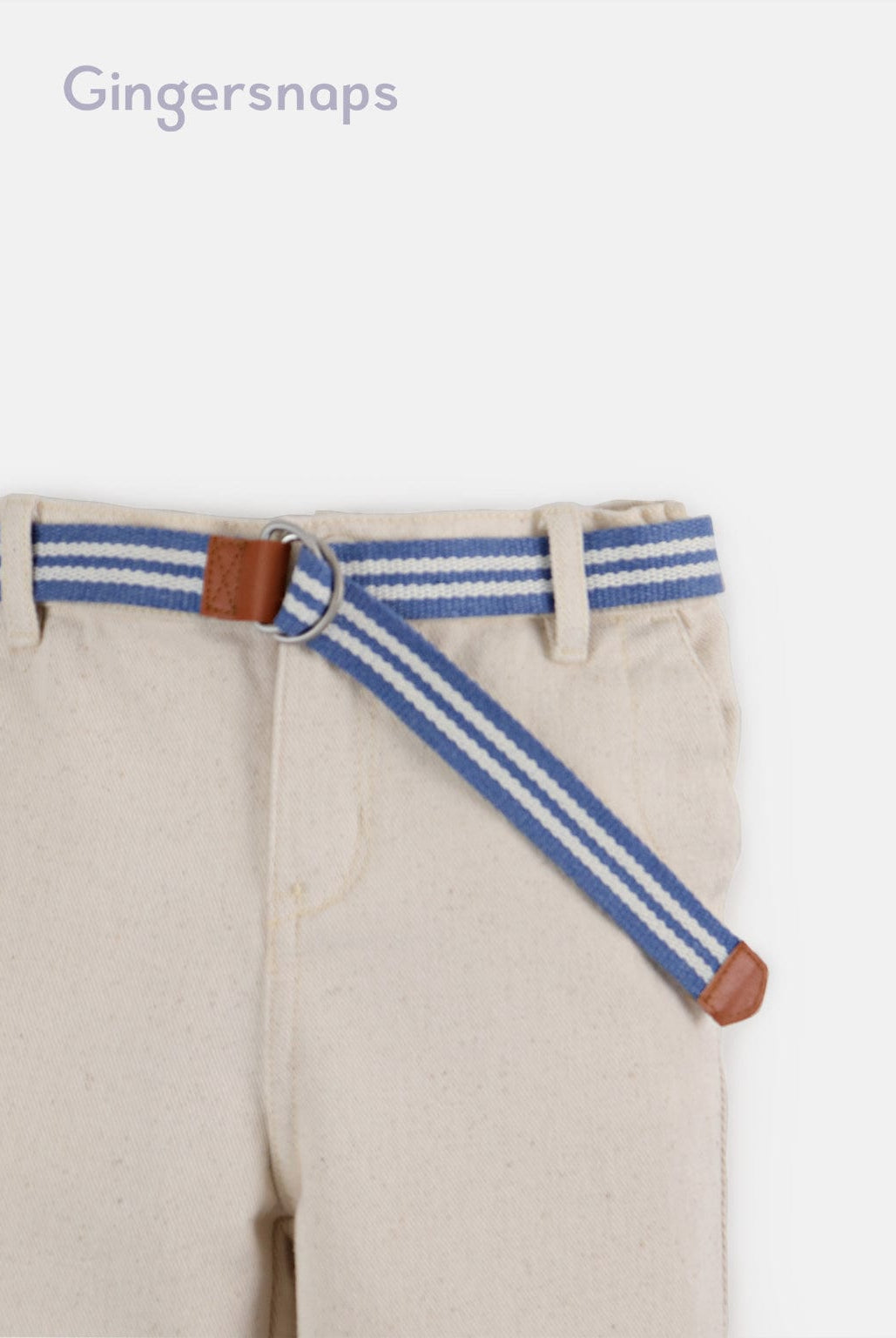 جينجرسنابس بنطلون ولادي سادة بسحاب وجيوب جانبية أبيض