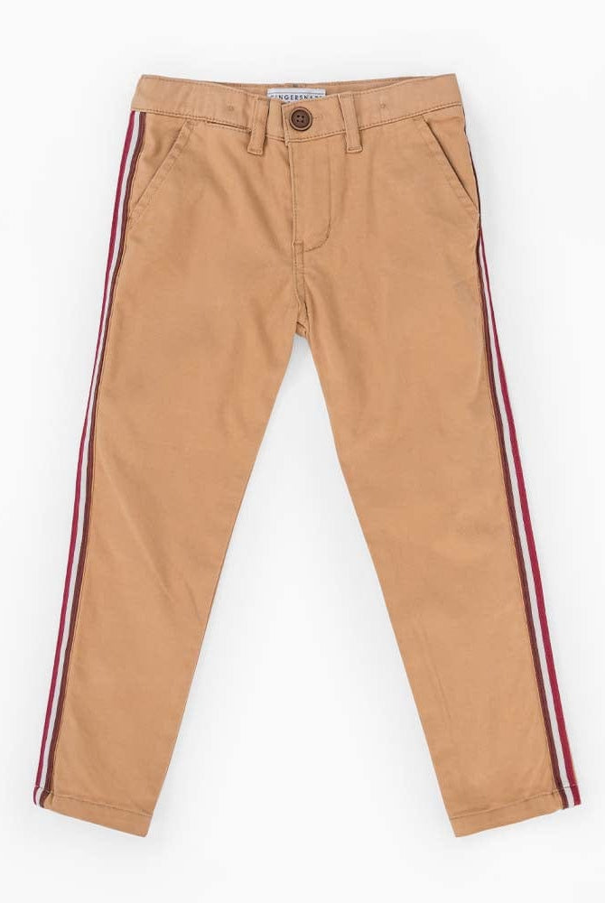 جينجرسنابس بنطلون ولادي سادة بخطين أماميين كراميل