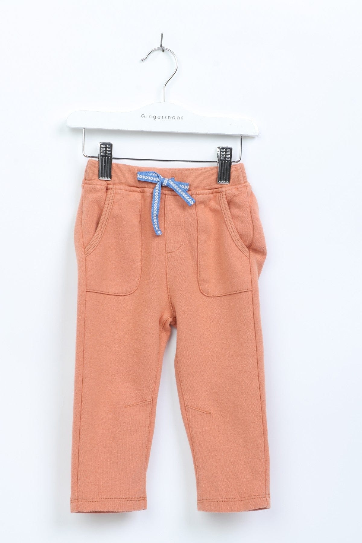 جينجرسنابس بنطلون اطفال رضع ولادي سادة بجيوب خارجية ورباط خصر برتقالي