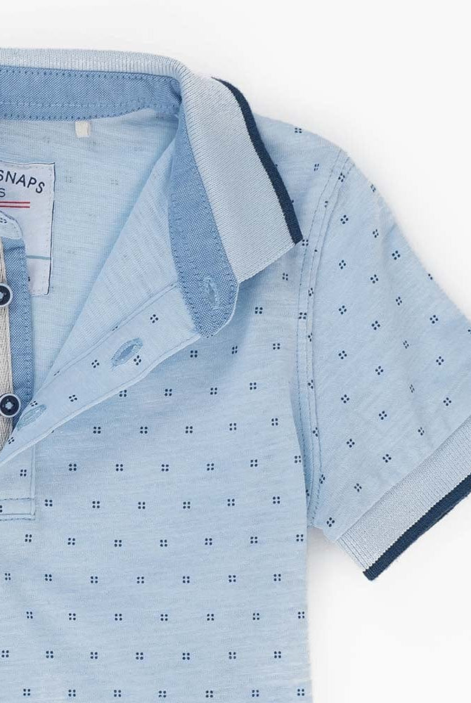 جينجرسنابس تيشيرت ولادي بولو سادة بأزرار أزرق سماوي