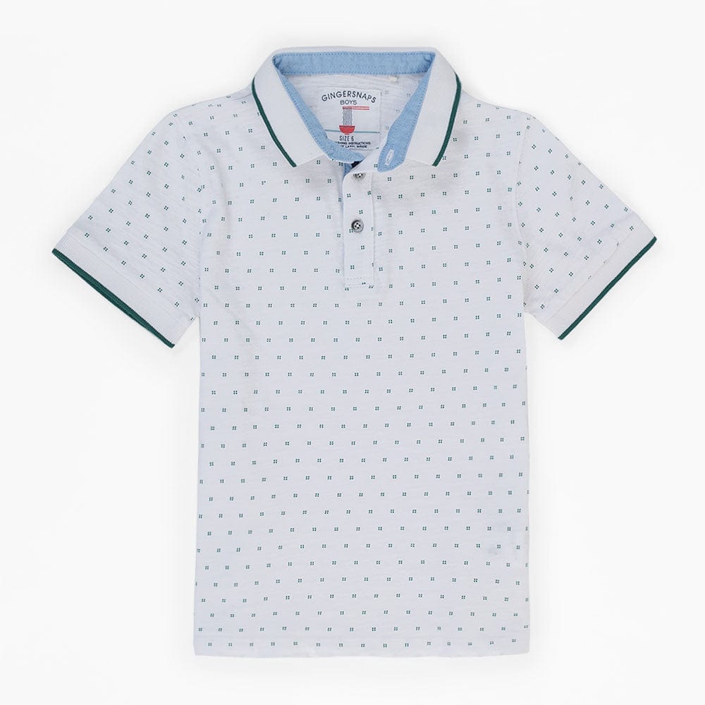 جينجرسنابس تيشيرت ولادي بولو منقط نص كم أوف وايت فاتح