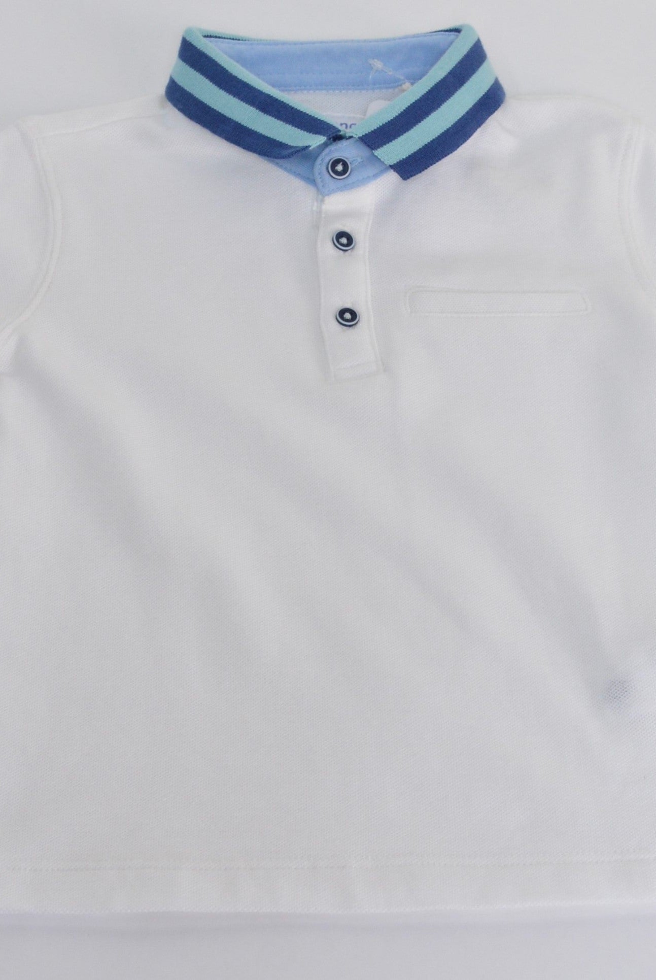 جينجرسنابس تي شيرت بولو ولادي يادة بياقة مخططة بأزرار أمامية أبيض