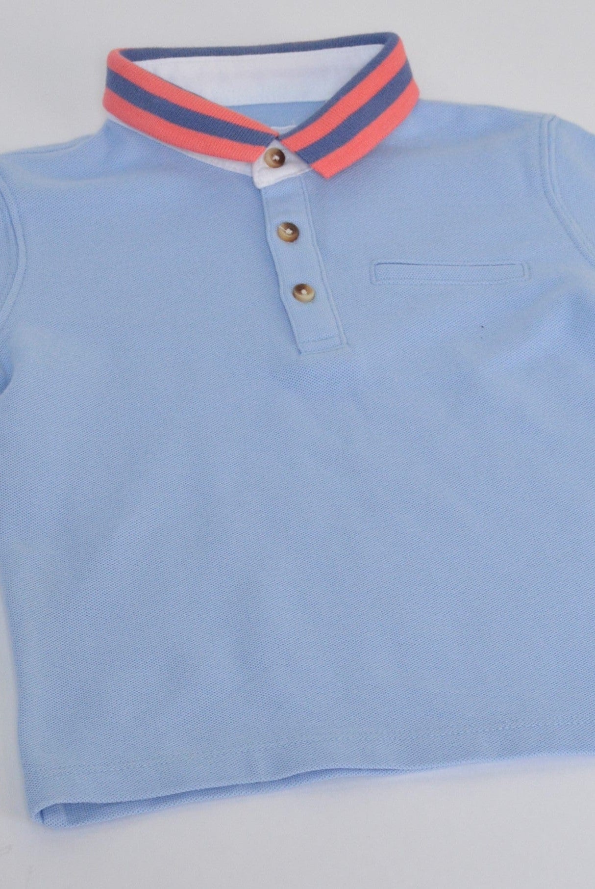 جينجرسنابس تي شيرت بولو ولادي سادة بأزرار أمامية نص كم أزرق سيرولي