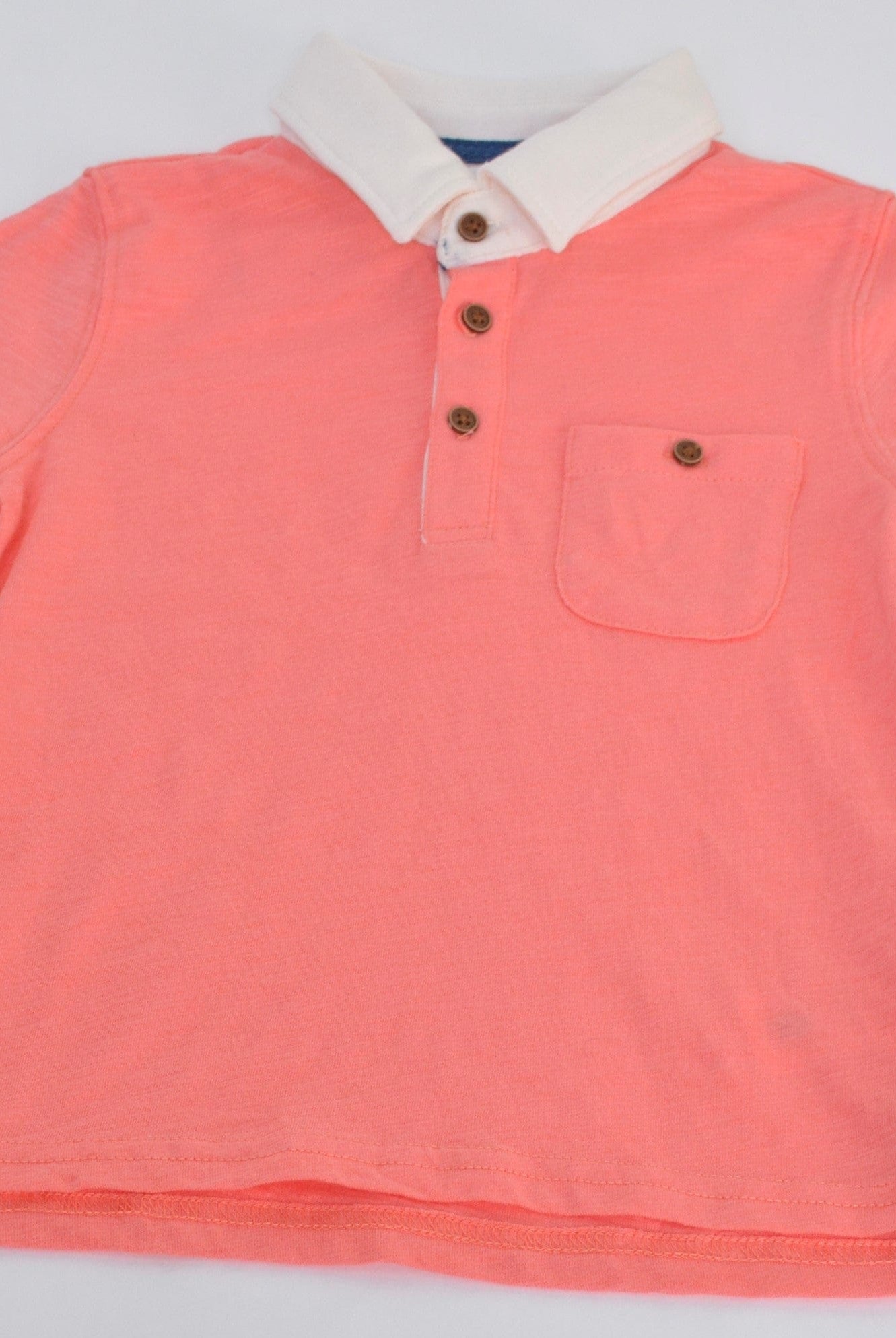 جينجرسنابس تي شيرت بولو للاطفال سادة بياقة بيضاء ولادي مرجاني محترق