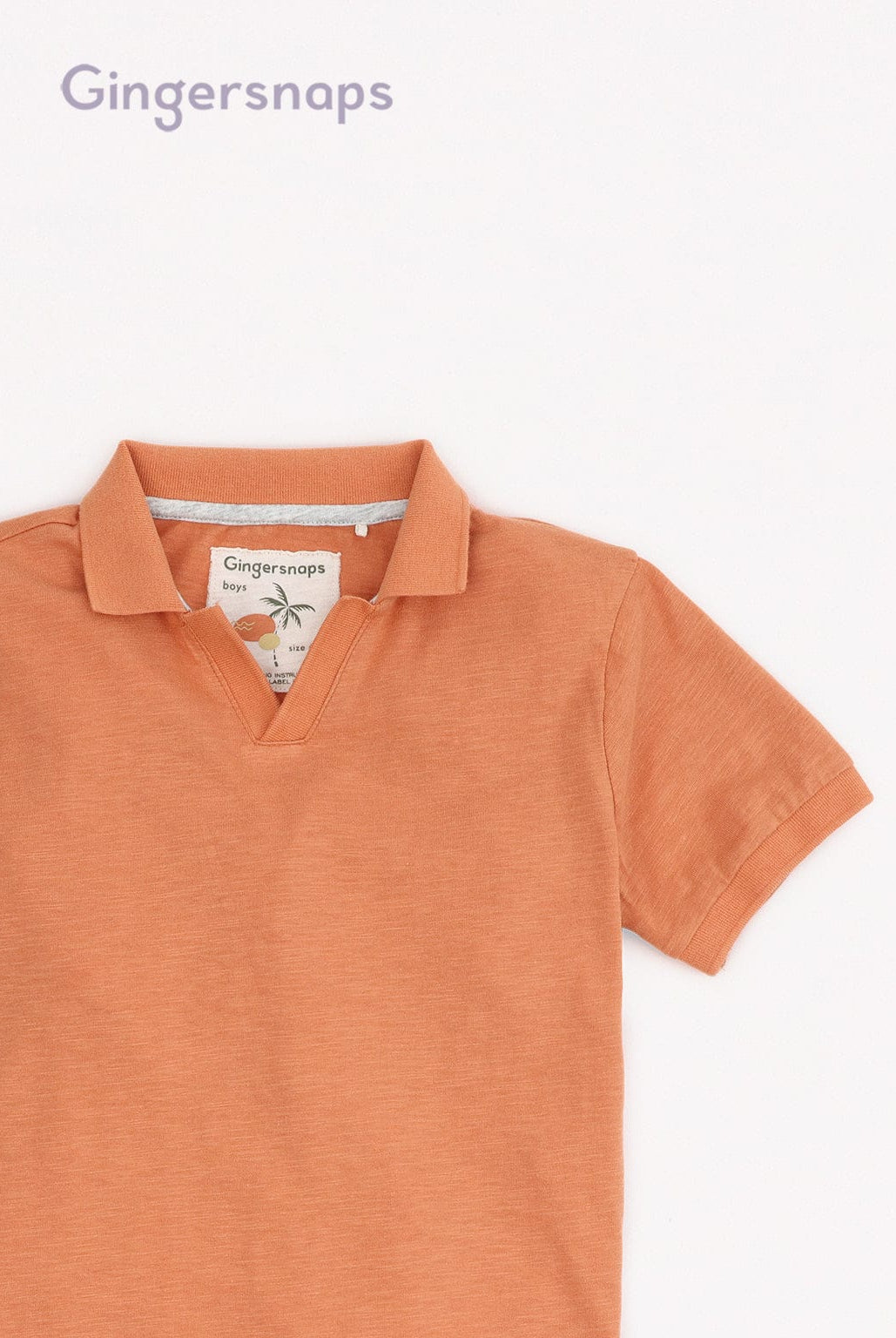 جينجرسنابس تيشيرت بولو سادة بكم مطاطي ولادي برتقالي