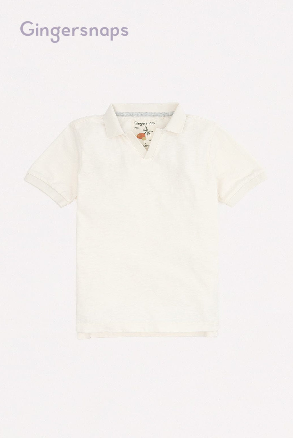 جينجرسنابس تيشيرت بولو أولادي سادة نص كم - أوف وايت