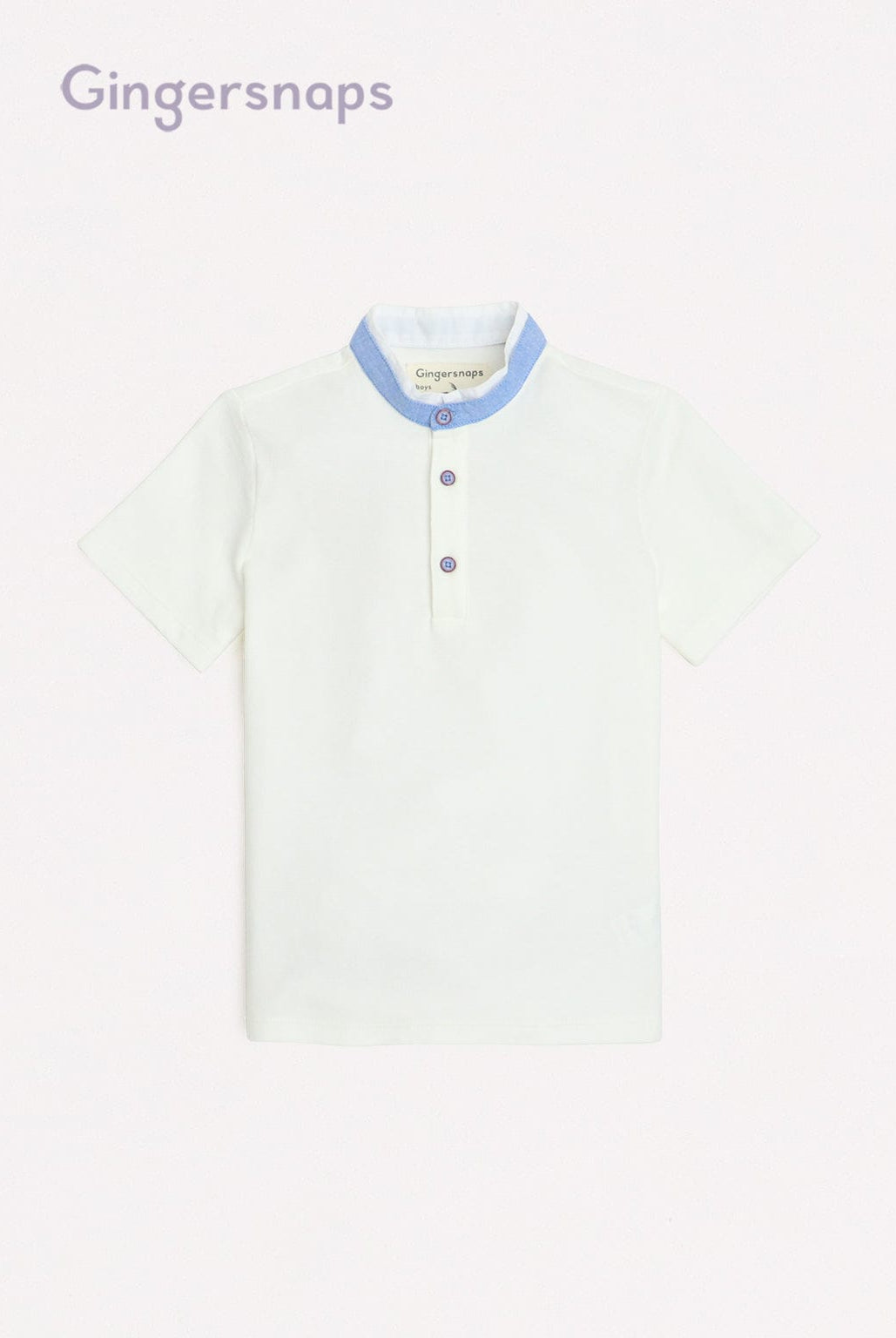 جينجرسنابس تيشيرت بولو سادة بنص رقبة جينز ولادي أوف وايت