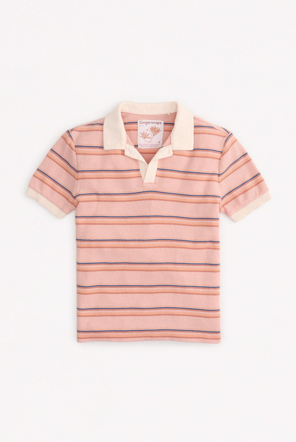 جينجرسنابس تي شيرت بولو مخطط نص كم مطاطي ولادي أحمر بنفسجي