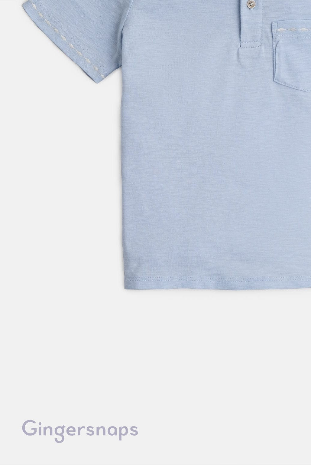 جينجرسنابس تي شيرت بولو ولادي سادة بجيب نص كم أزرق