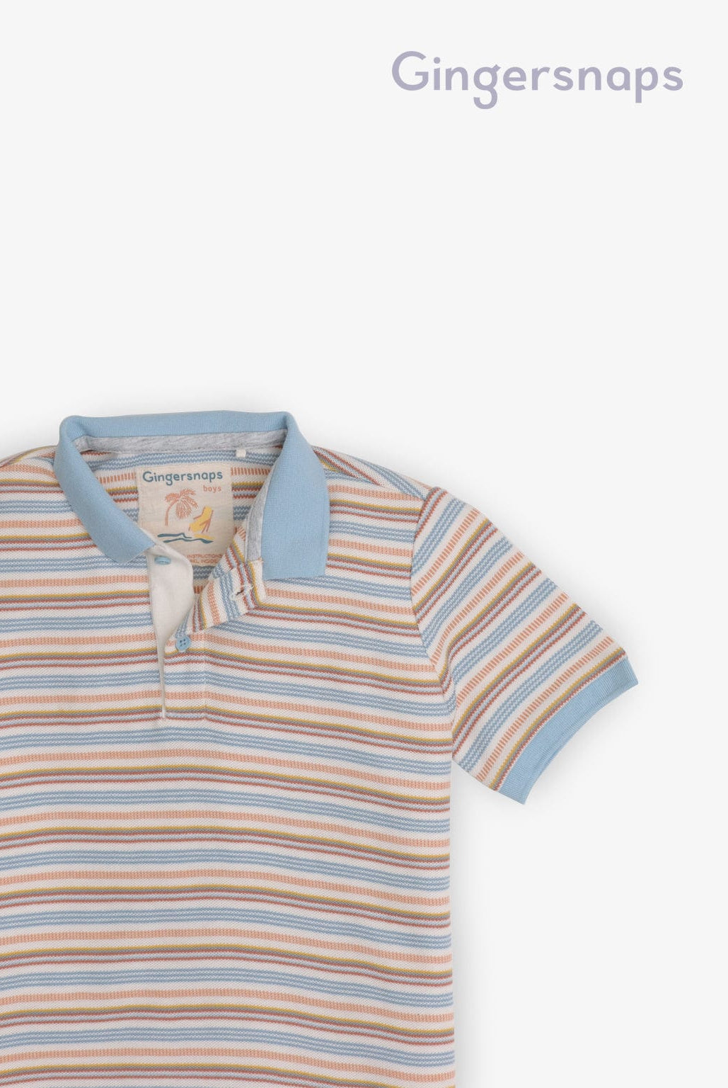 جينجرسنابس تيشيرت أولادي نص كم مخطط بالعرض ألوان متعدد الألوان