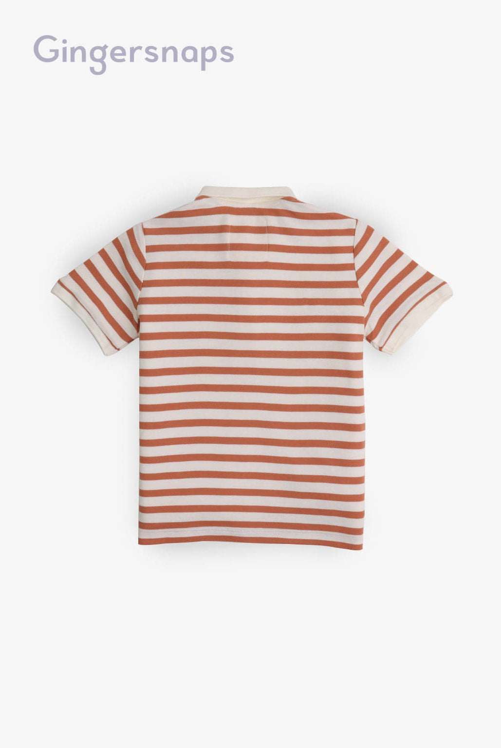 جينجرسنابس تيشيرت أولادي مخطط بالعرض بياقة ونص كم بني