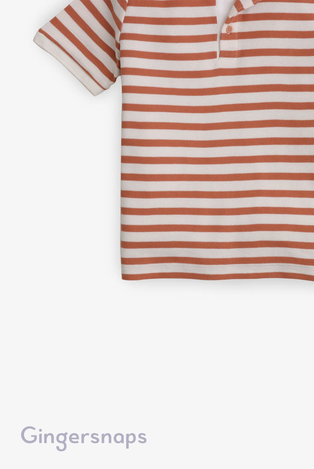 جينجرسنابس تيشيرت أولادي مخطط بالعرض بياقة ونص كم بني