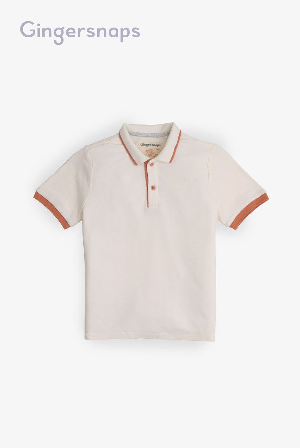 جينجرسنابس تيشيرت سادة بأزرار أمامية كم قصير أولادي أبيض