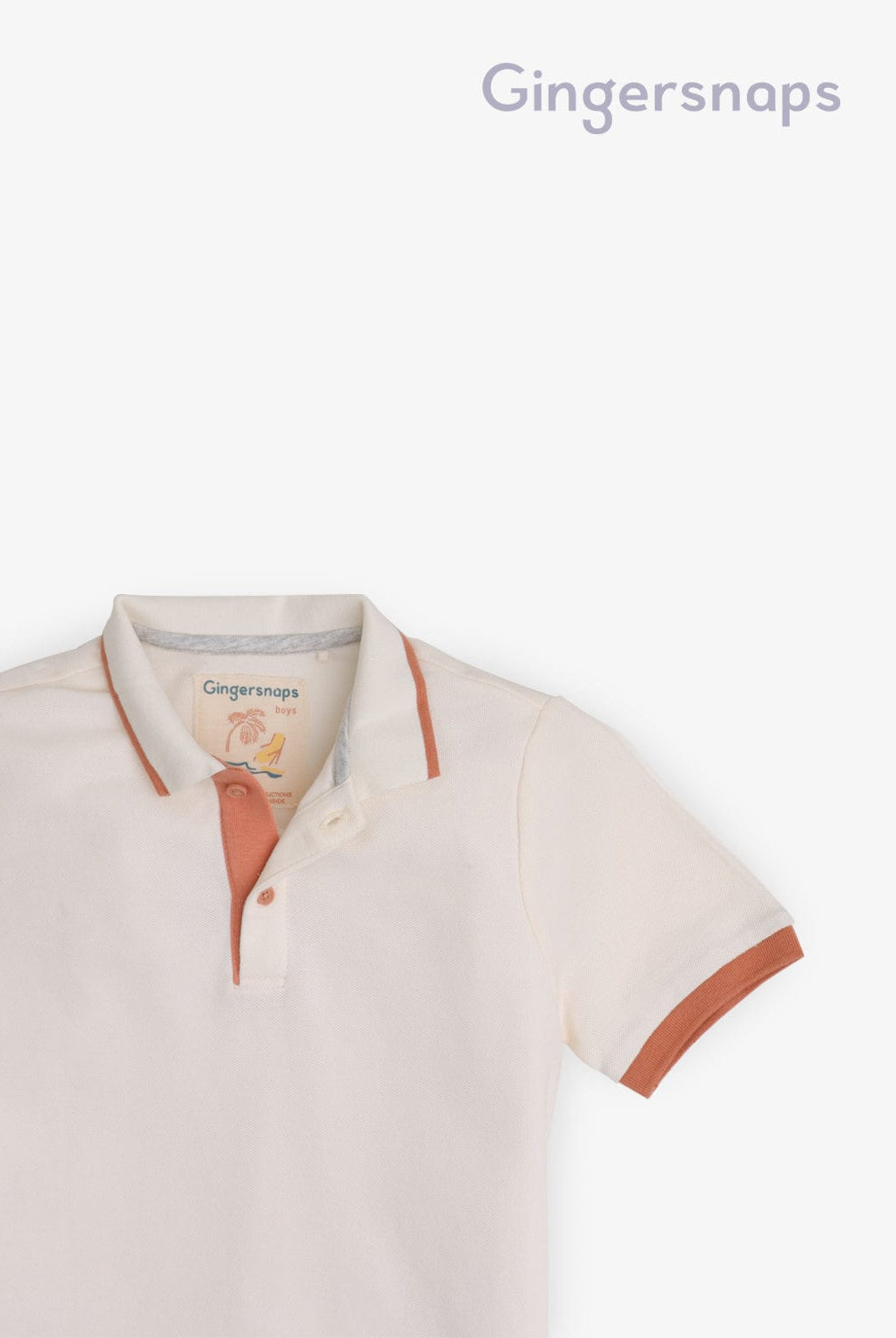 جينجرسنابس تيشيرت سادة بأزرار أمامية كم قصير أولادي أبيض