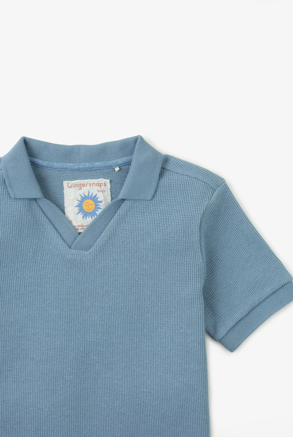 جينجرسنابس تيشيرت مضلع كم قصير سادة أولادي أزرق