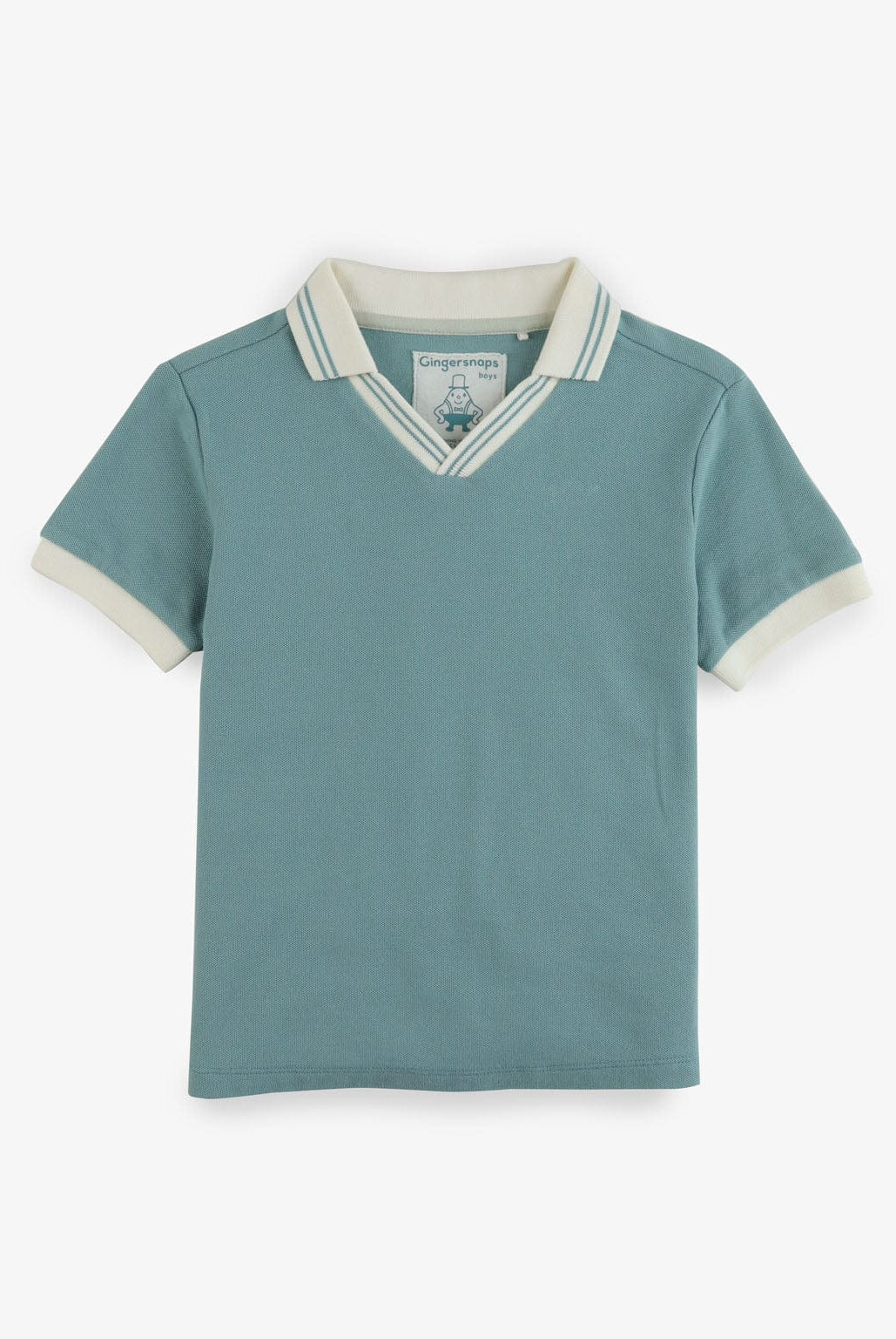 جينجرسنابس تي شيرت أولادي بولو بياقة مطاطية مقلمة أخضر