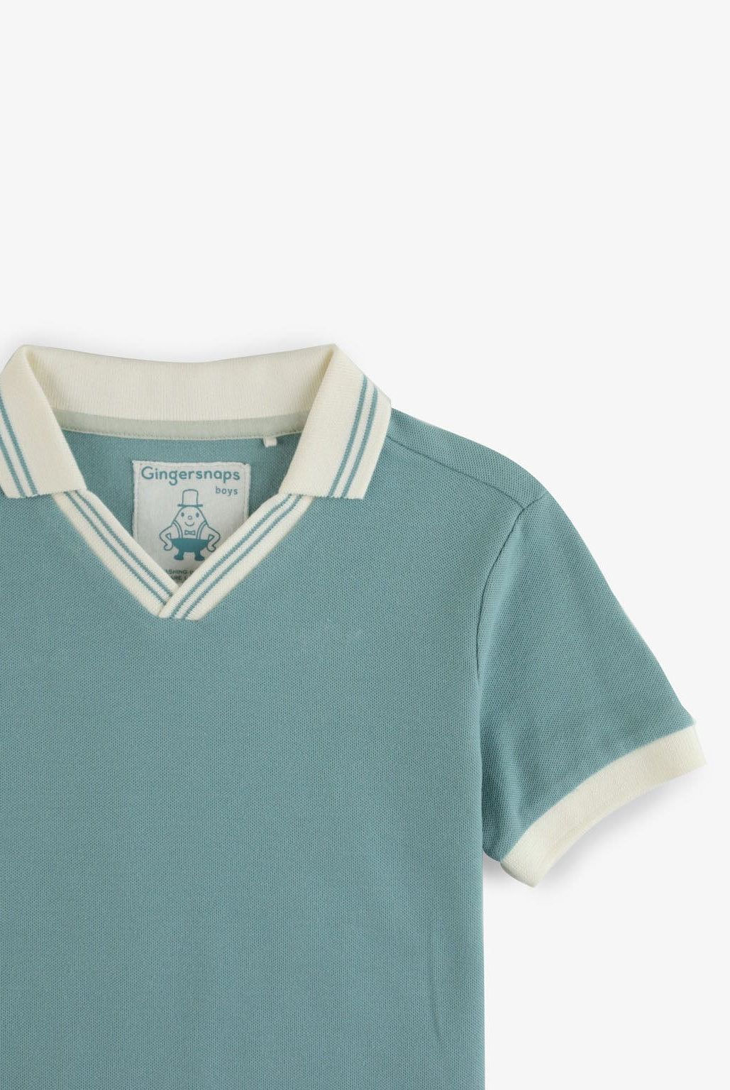 جينجرسنابس تي شيرت أولادي بولو بياقة مطاطية مقلمة أخضر