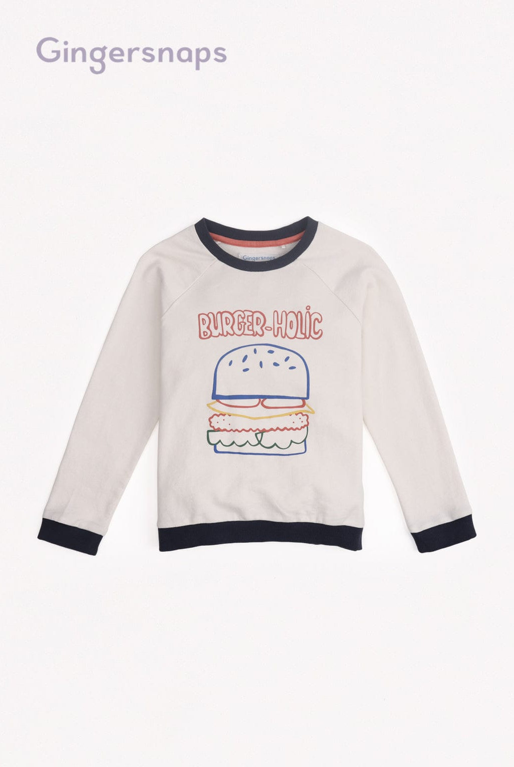 جينجرسنابس تيشيرت ولادي بطبعة على الصدر كم طويل البيج