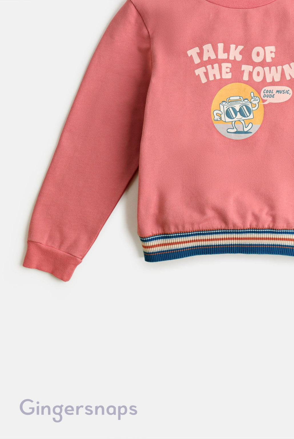 جينجرسنابس بلوزة بناتي مطبوعة على الصدر كم طويل أحمر