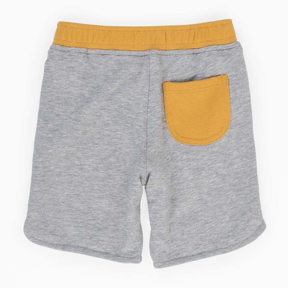 جينجرسنابس شورت ولادي قطن بجيوب جانبية برباط على الخصر رمادي/أصفر