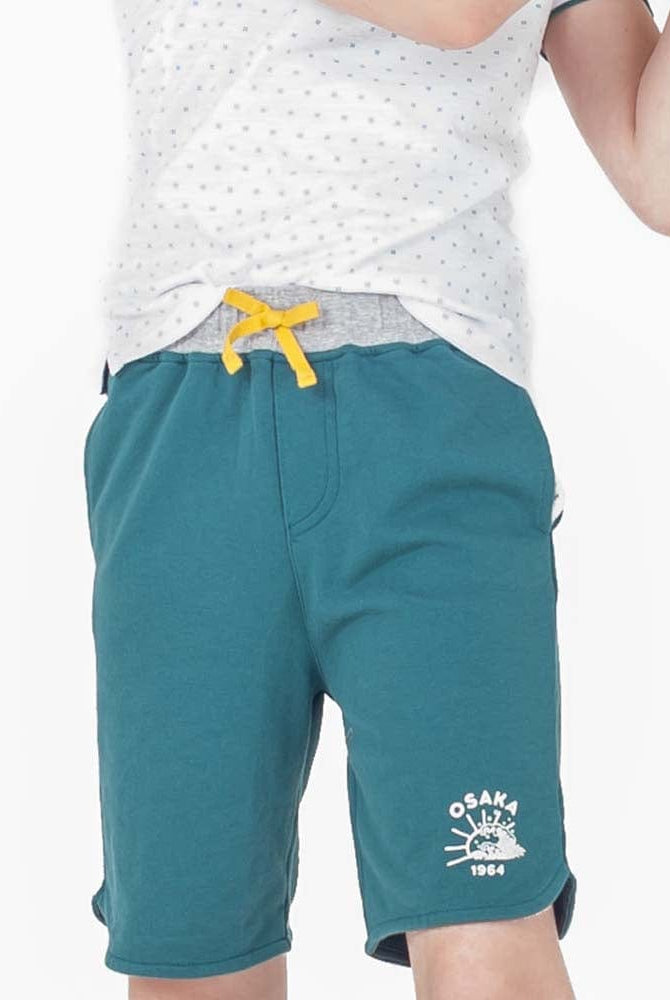 جينجرسنابس شورت ولادي سادة برباط على الخصر طويل أخضر/رمادي