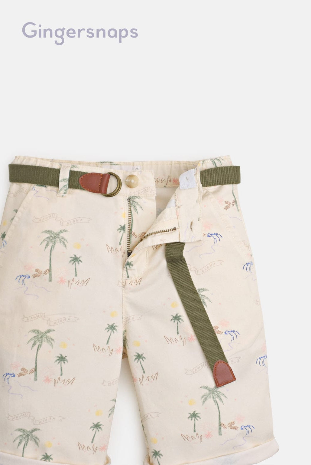 جينجرسنابس شورت قماش أولادي مشجر بيج