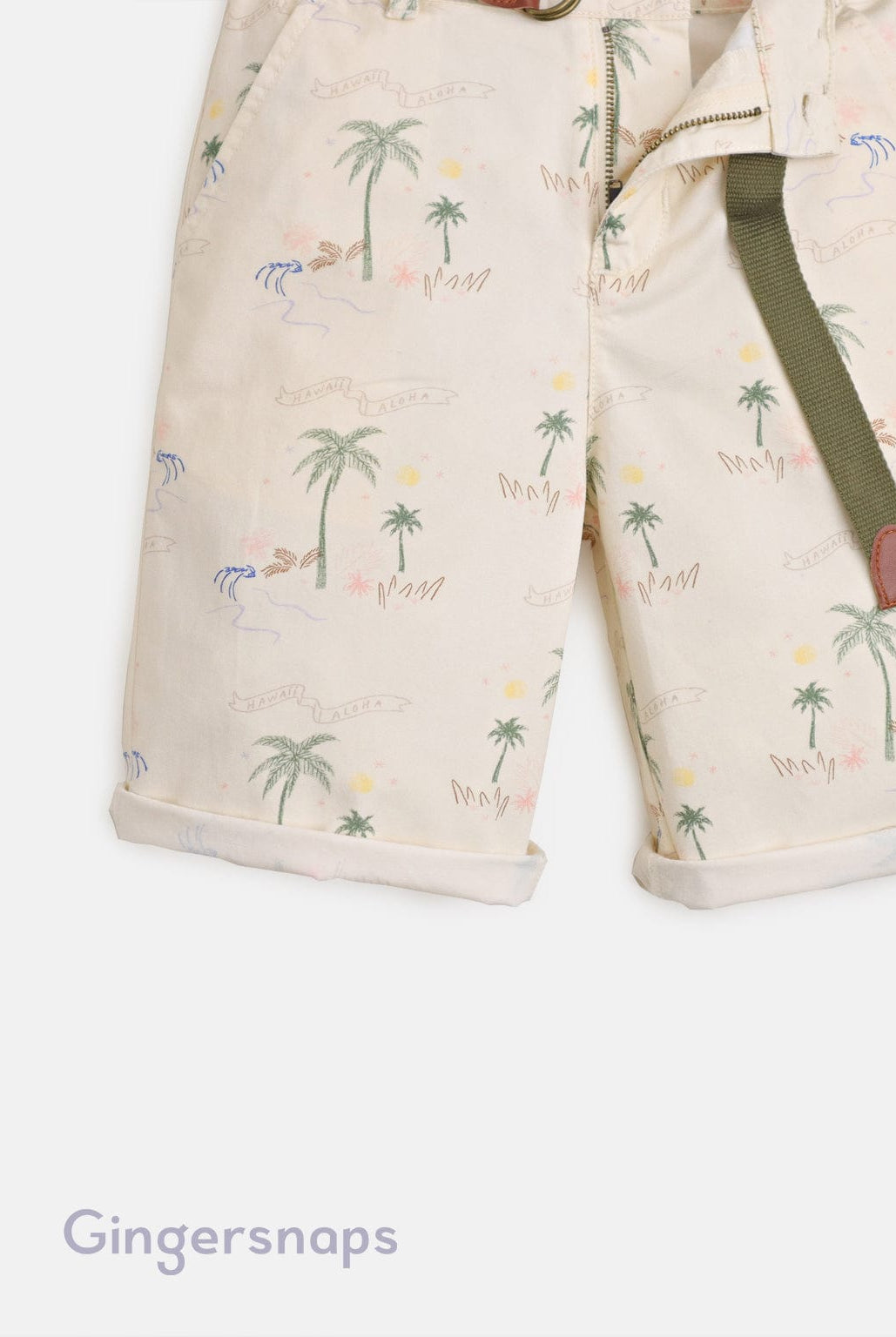 جينجرسنابس شورت قماش أولادي مشجر بيج