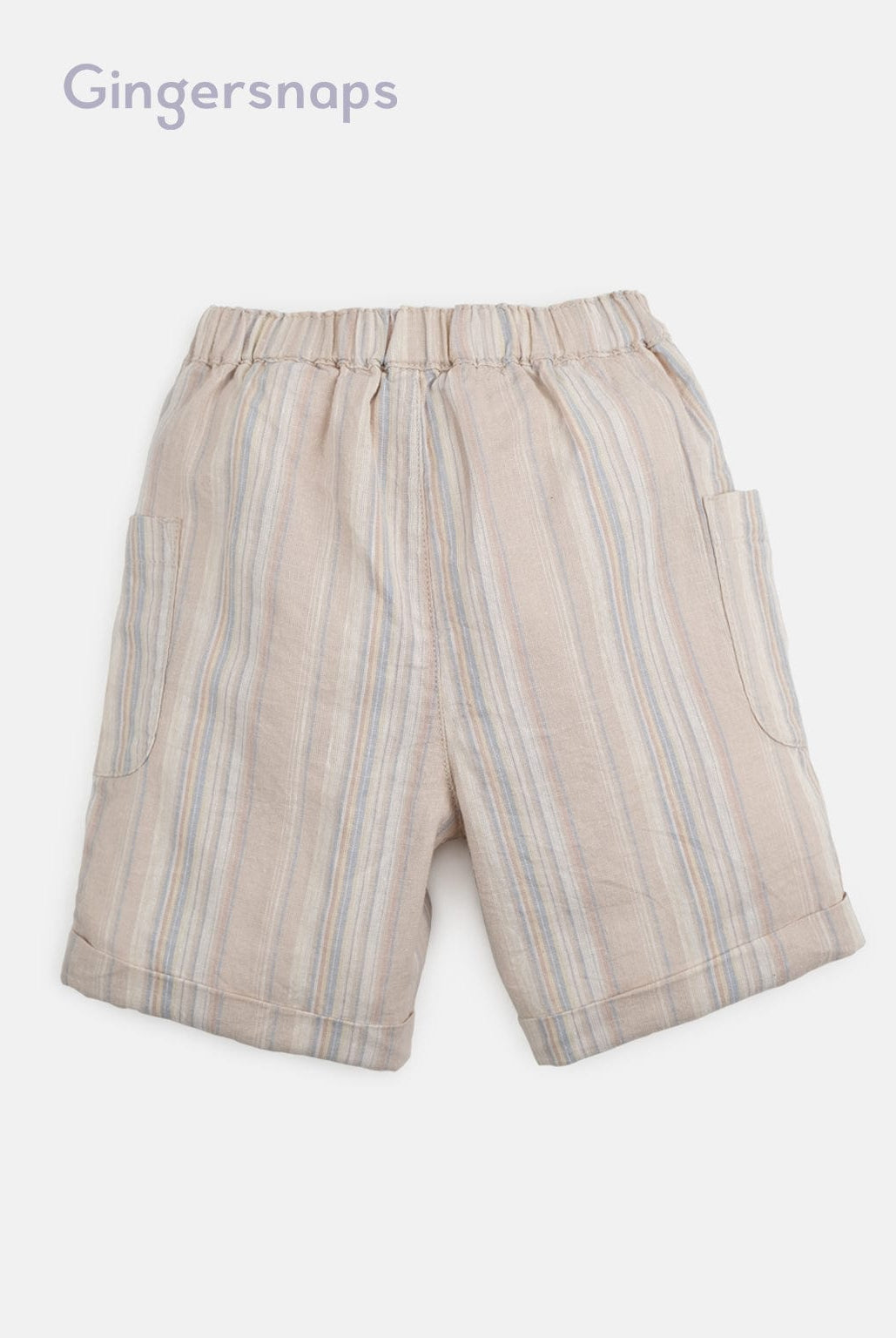 جينجرسنابس شورت ولادي مخطط بالطول وجيوب جانبية مع رباط بني