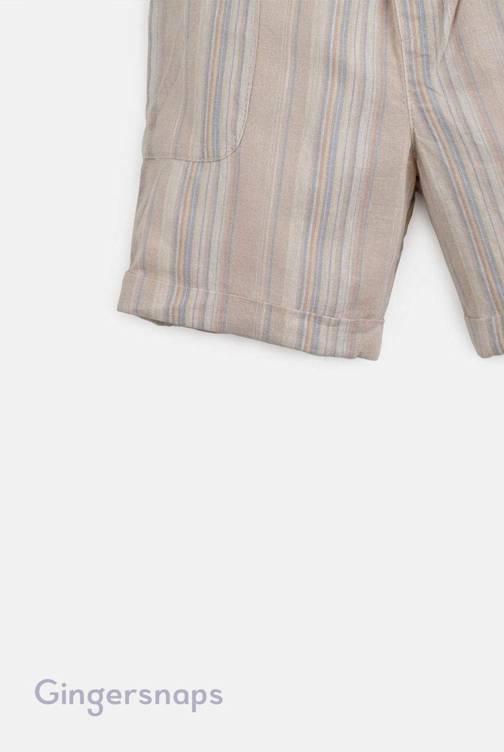 جينجرسنابس شورت ولادي مخطط بالطول وجيوب جانبية مع رباط بني