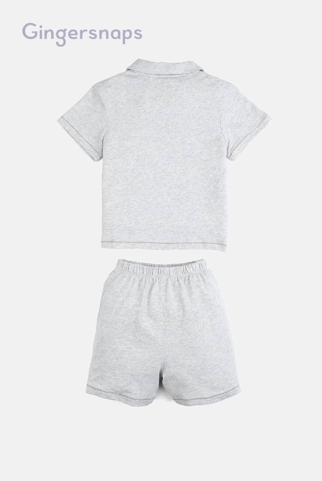 جينجرسنابس بيجامة ولادي للمنزل نص كم سادة بياقة عريضة رمادي