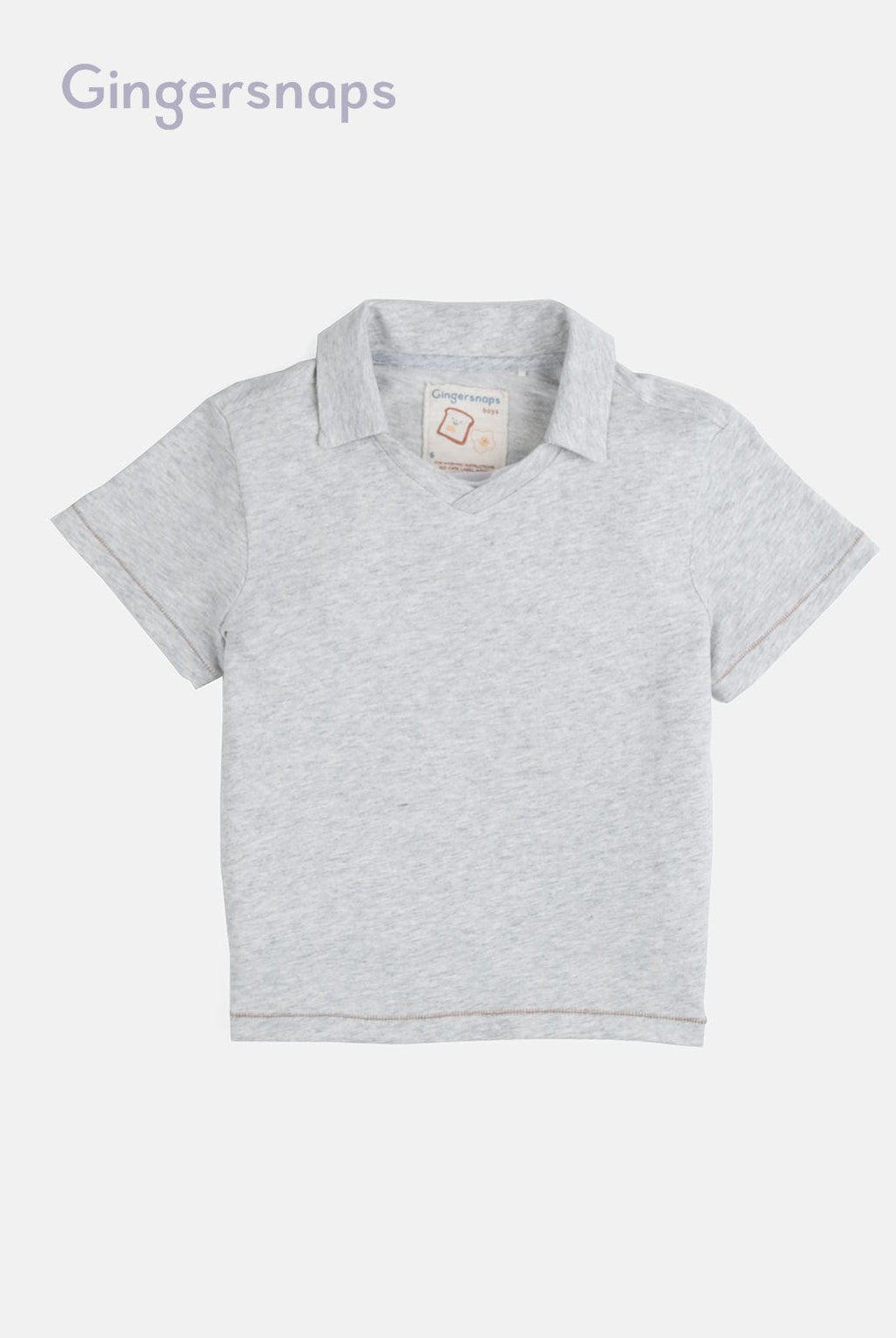 جينجرسنابس بيجامة ولادي للمنزل نص كم سادة بياقة عريضة رمادي