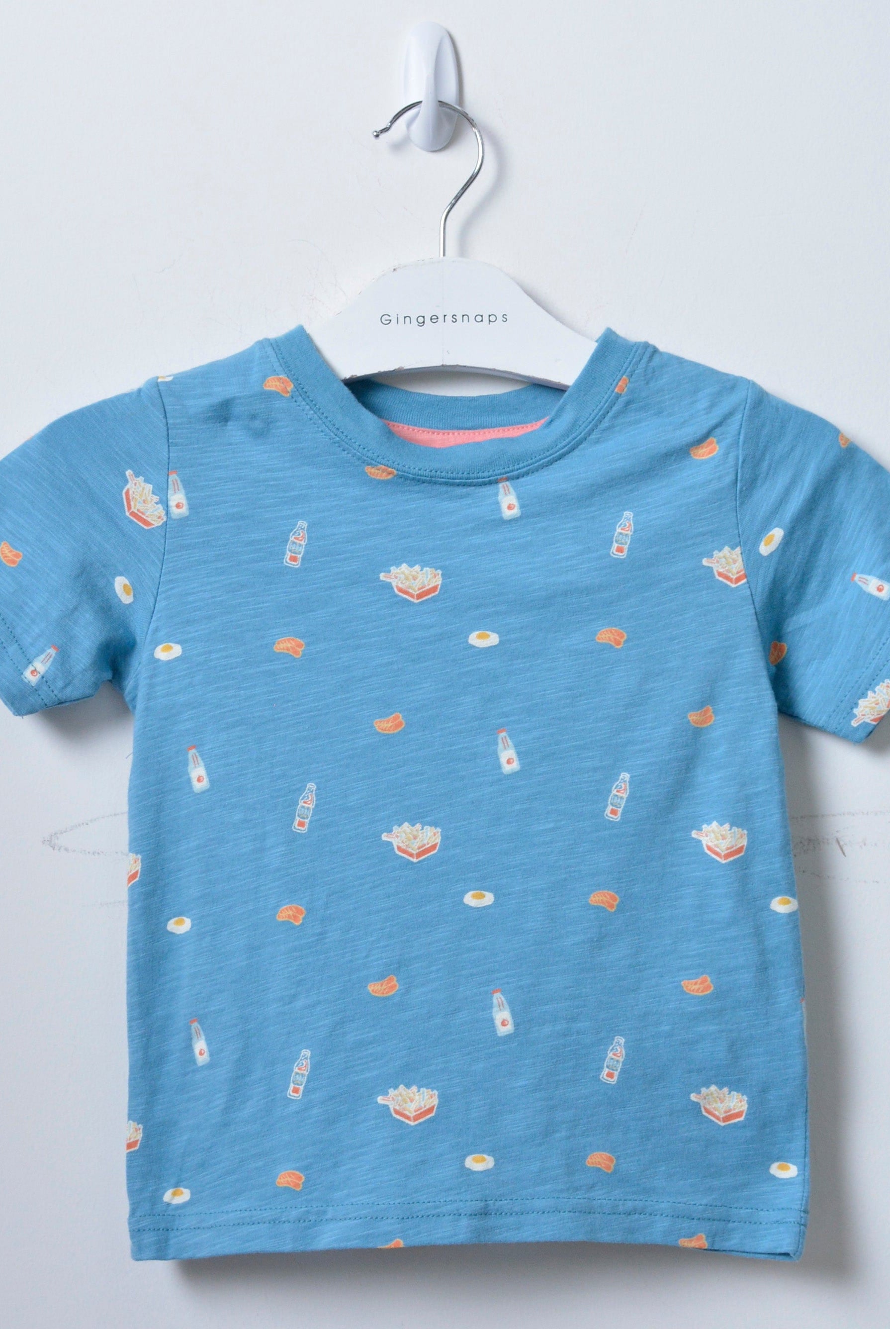 جينجرسنابس تيشيرت قطن أولادي صيفي برقبة راوند لانترن بلو