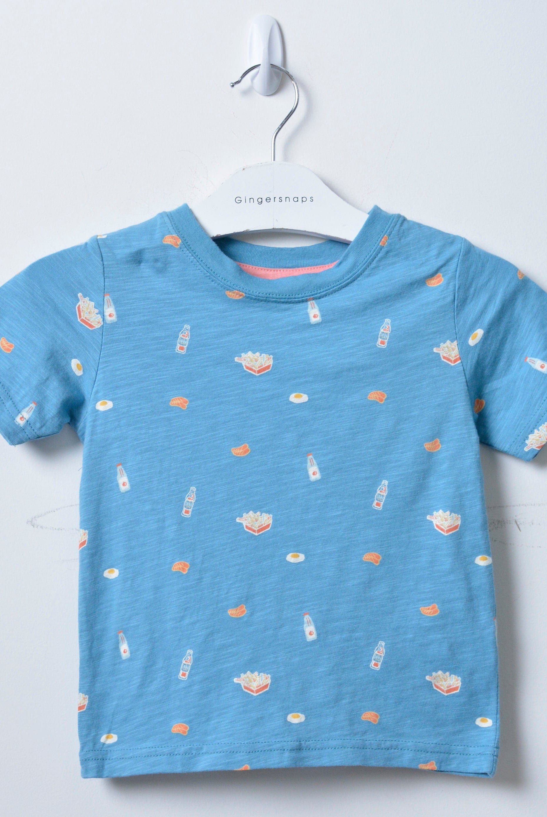 جينجرسنابس تيشيرت قطن أولادي صيفي برقبة راوند لانترن بلو