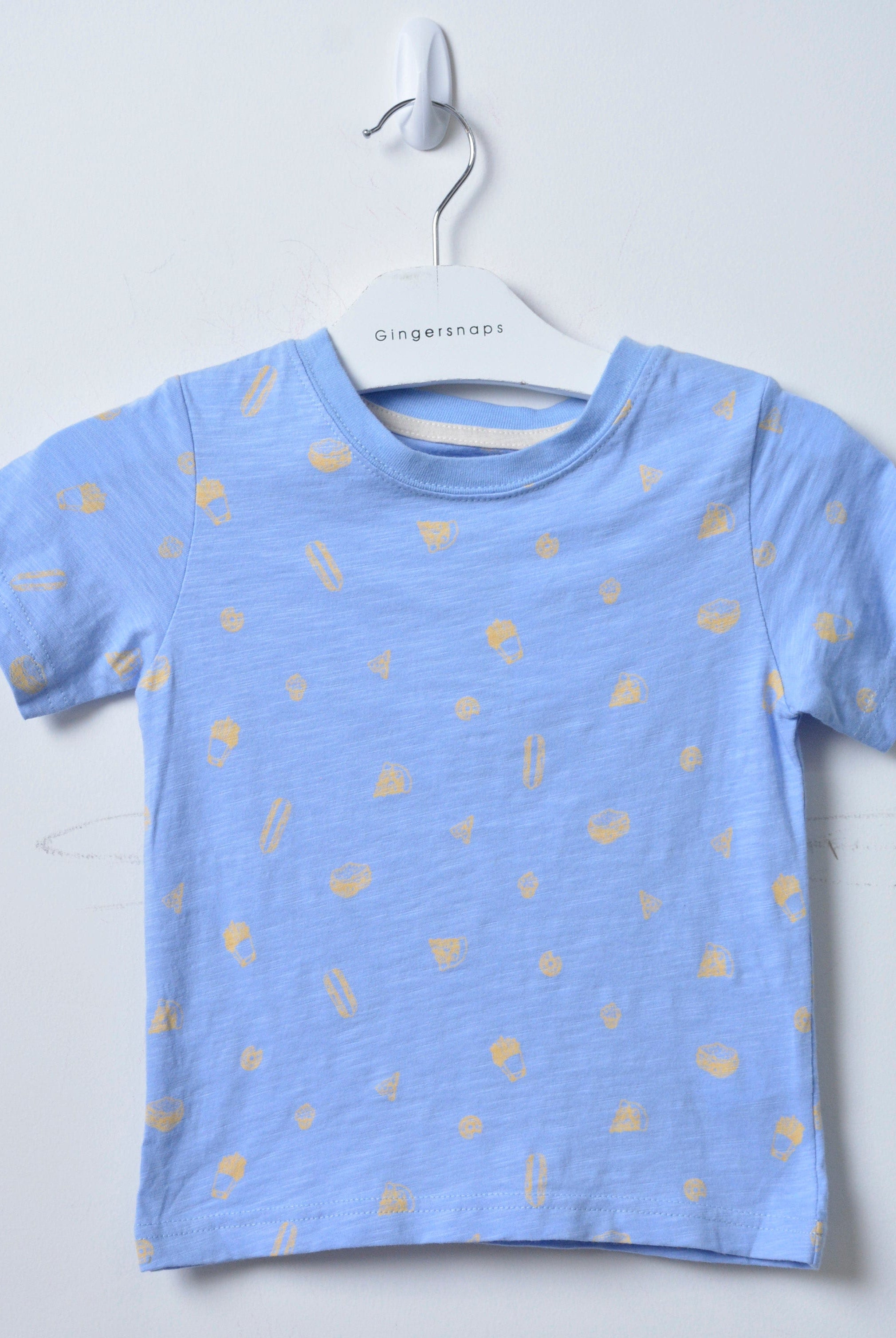 جينجرسنابس تي شيرت منقوش نص كم أولادي أزرق سيرولي