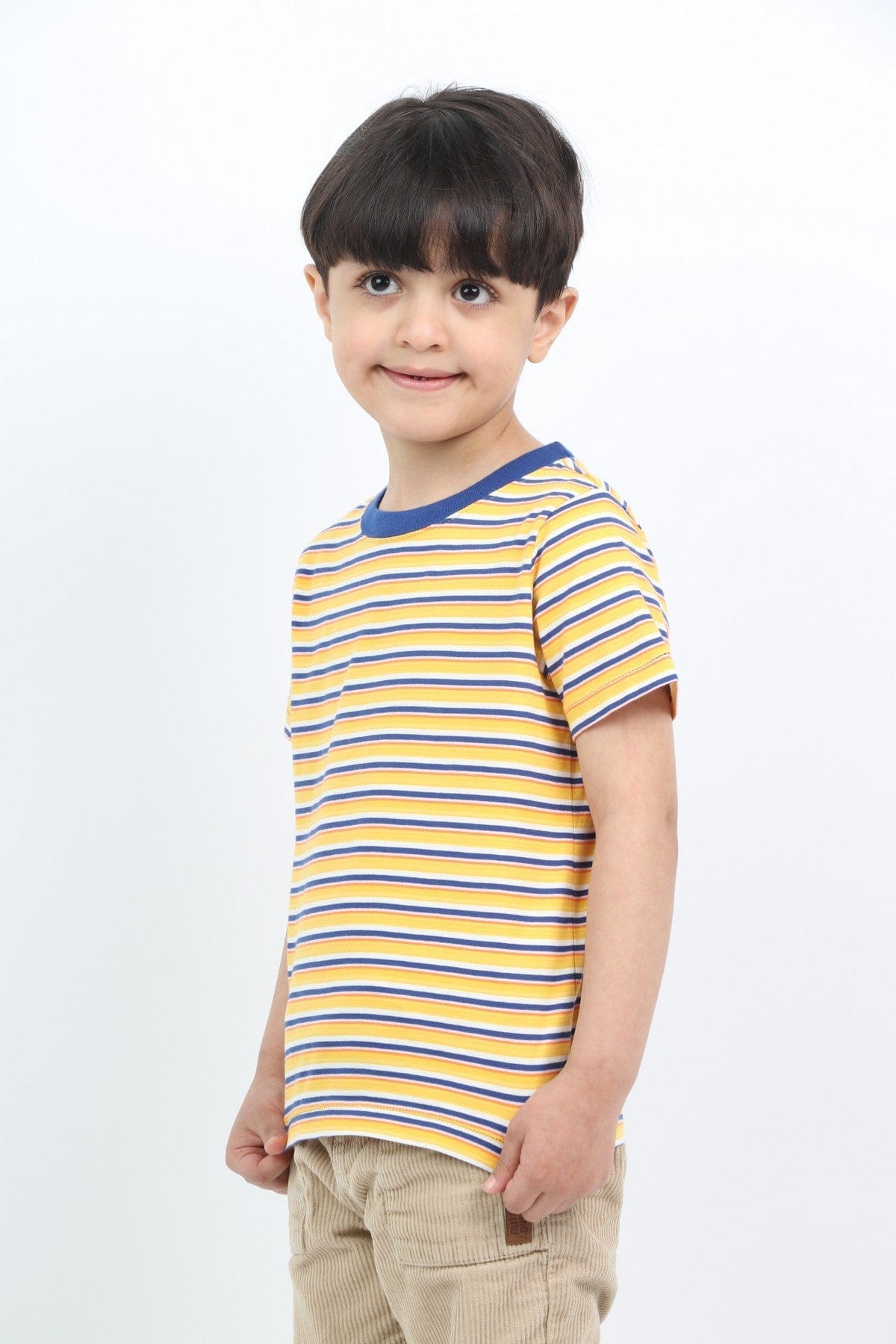 جينجرسنابس تي شيرت ولادي مخطط بالعرض متعدد الألوان