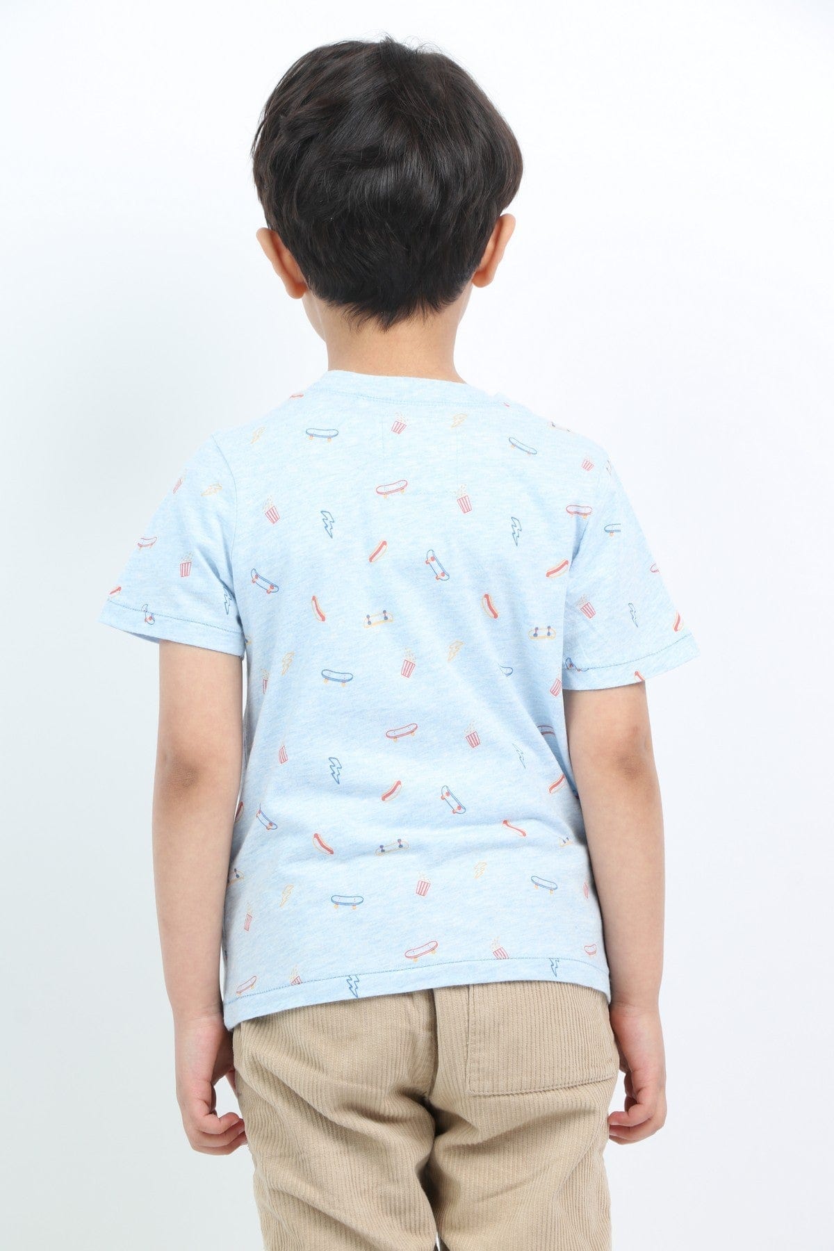 جينجرسنابس تي شيرت ولادي منقوشة نص كم أزرق فاتح