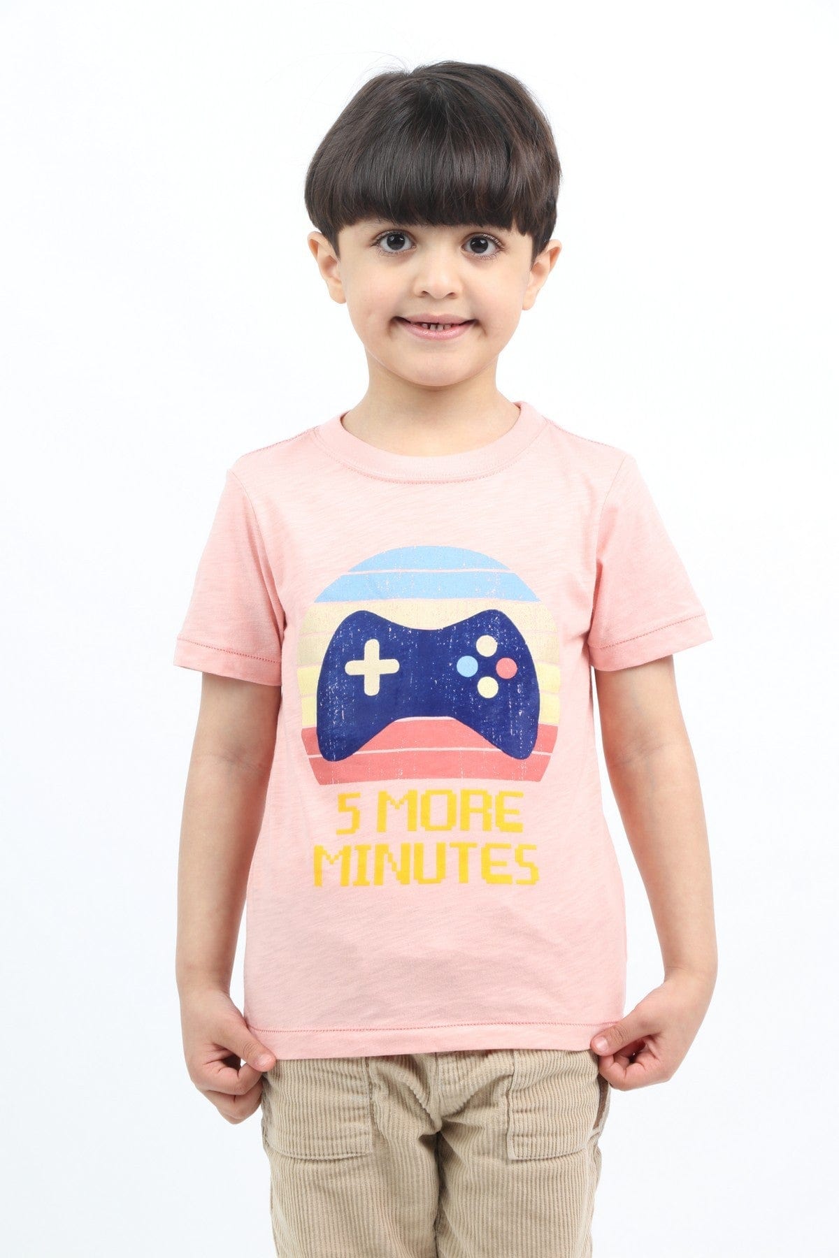 جينجرسنابس تي شيرت ولادي بطبعة أمامية بكم قصير وردي